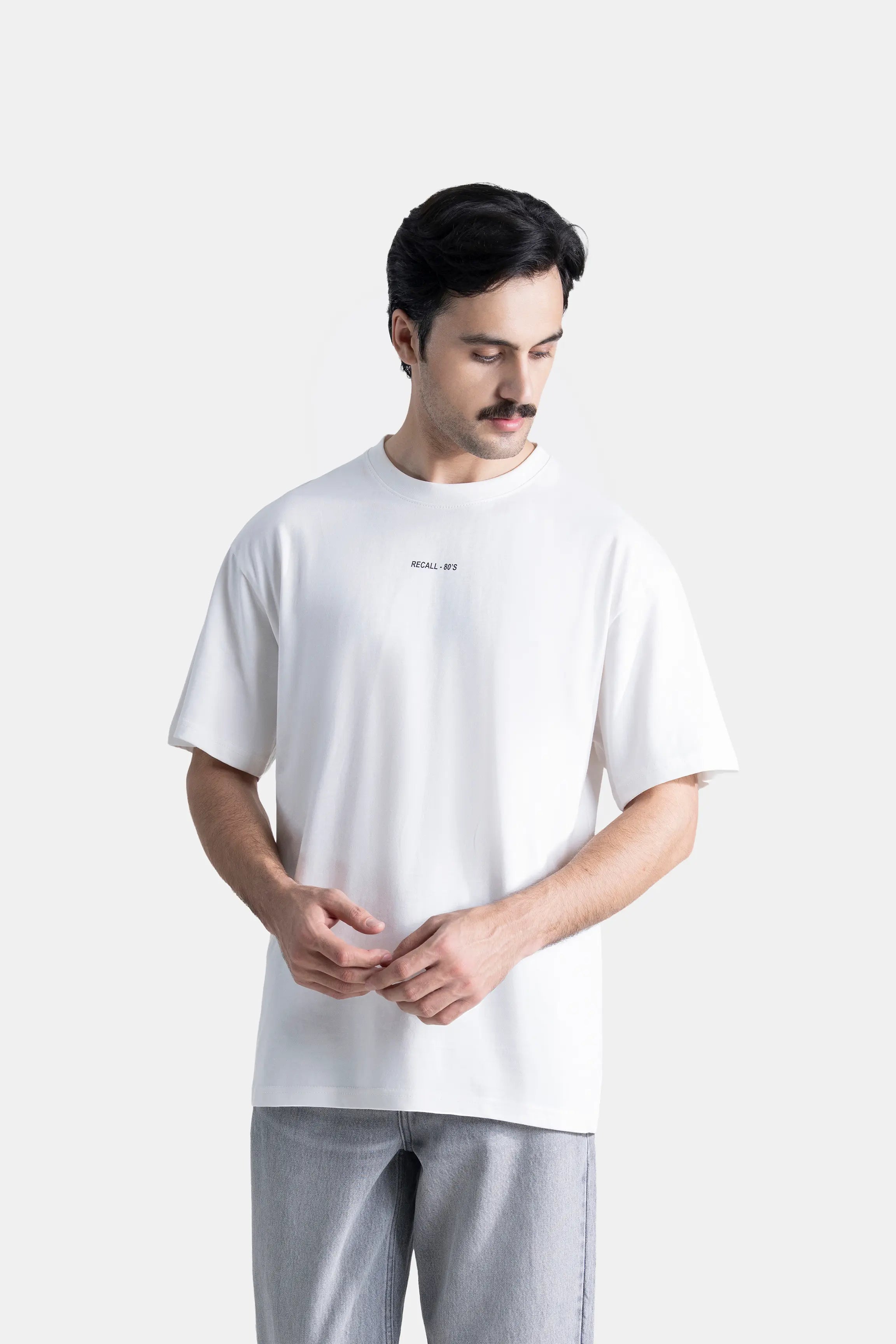 OVERSIZE CREW NECK GRAPHIC T SHIRT WHITE