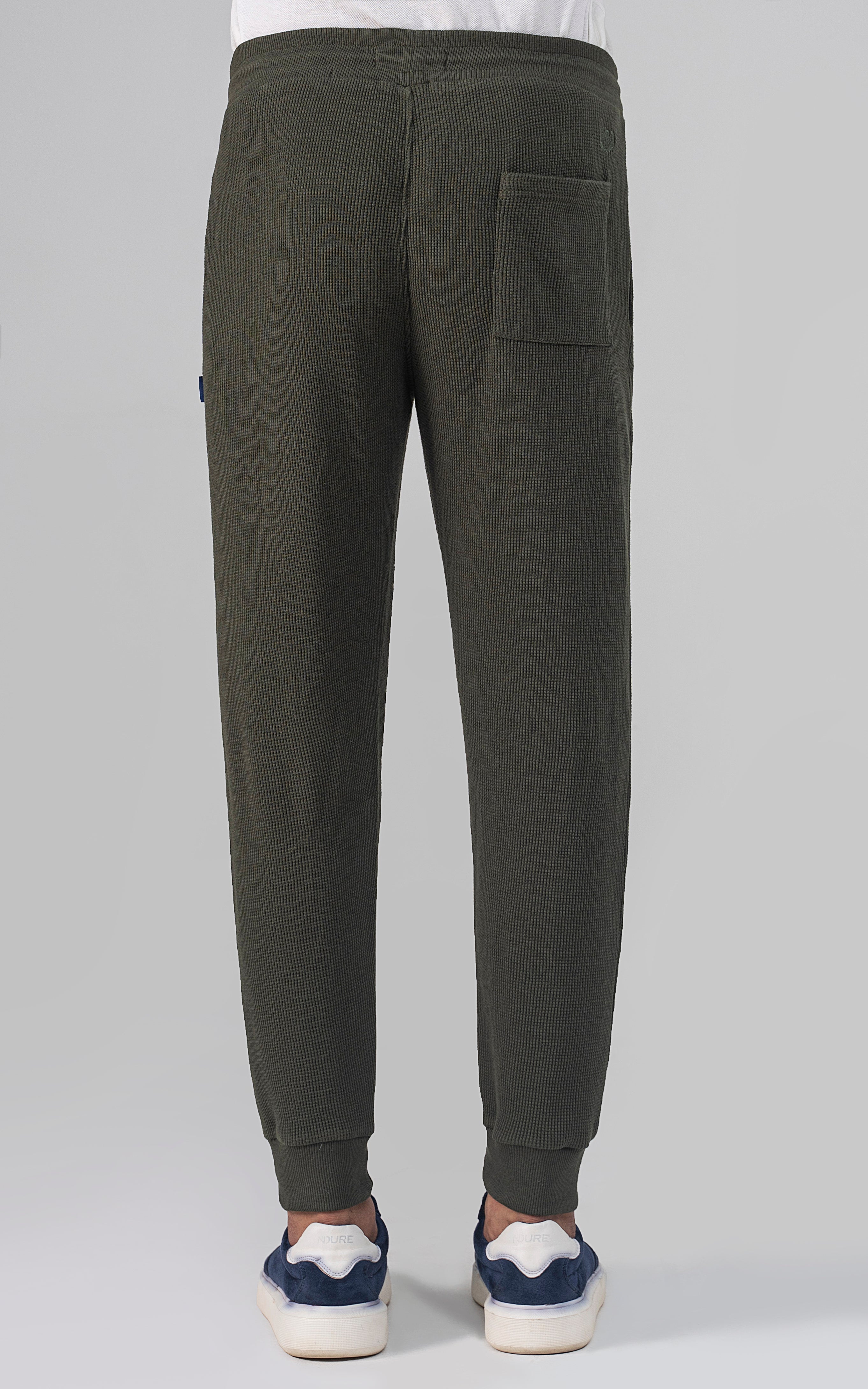 SLIM FIT WAFFLE JOGGER TROUSER OLIVE