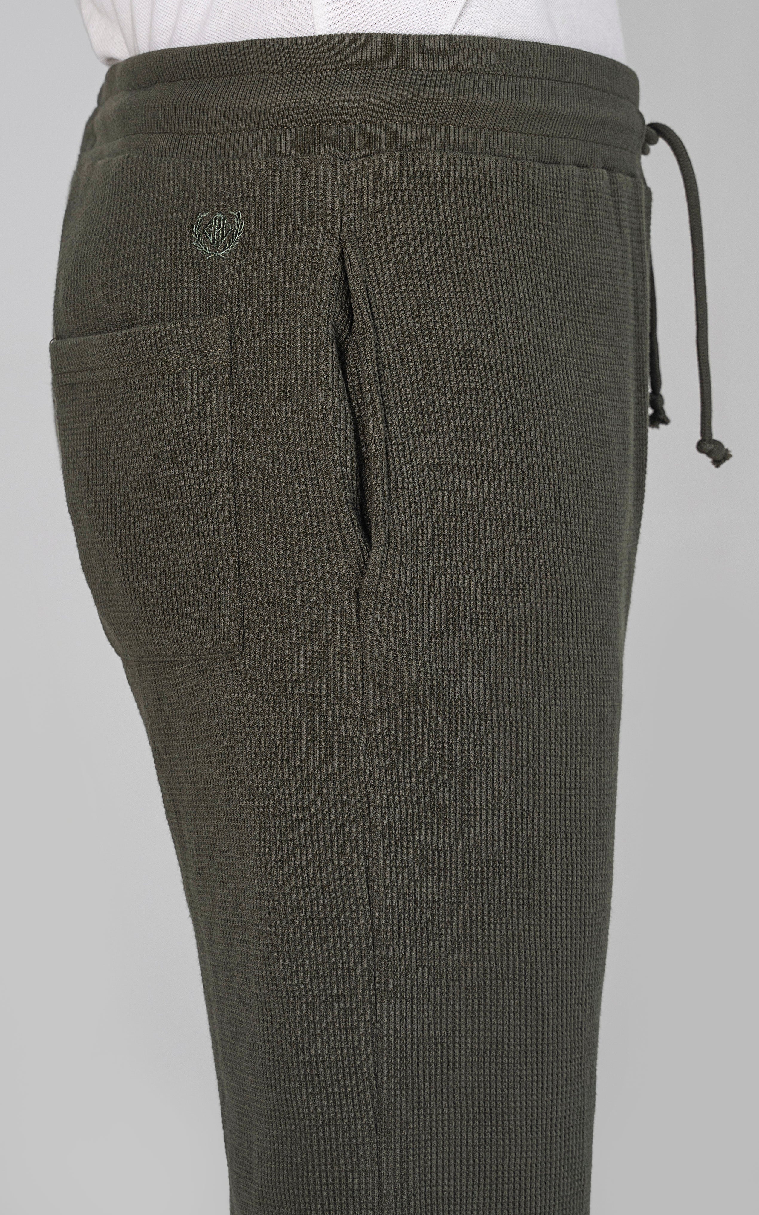 SLIM FIT WAFFLE JOGGER TROUSER OLIVE