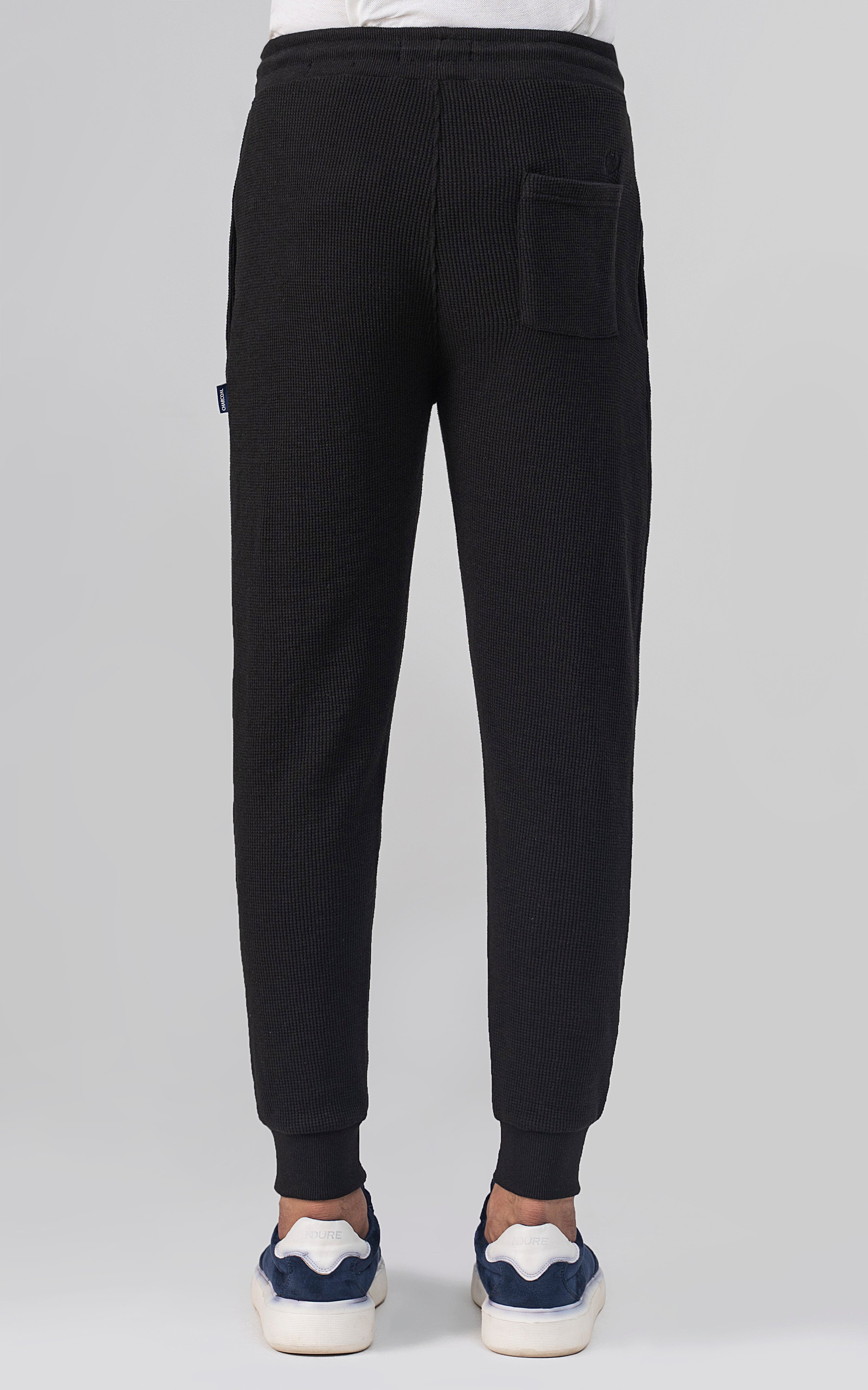 SLIM FIT WAFFLE JOGGER TROUSER BLACK