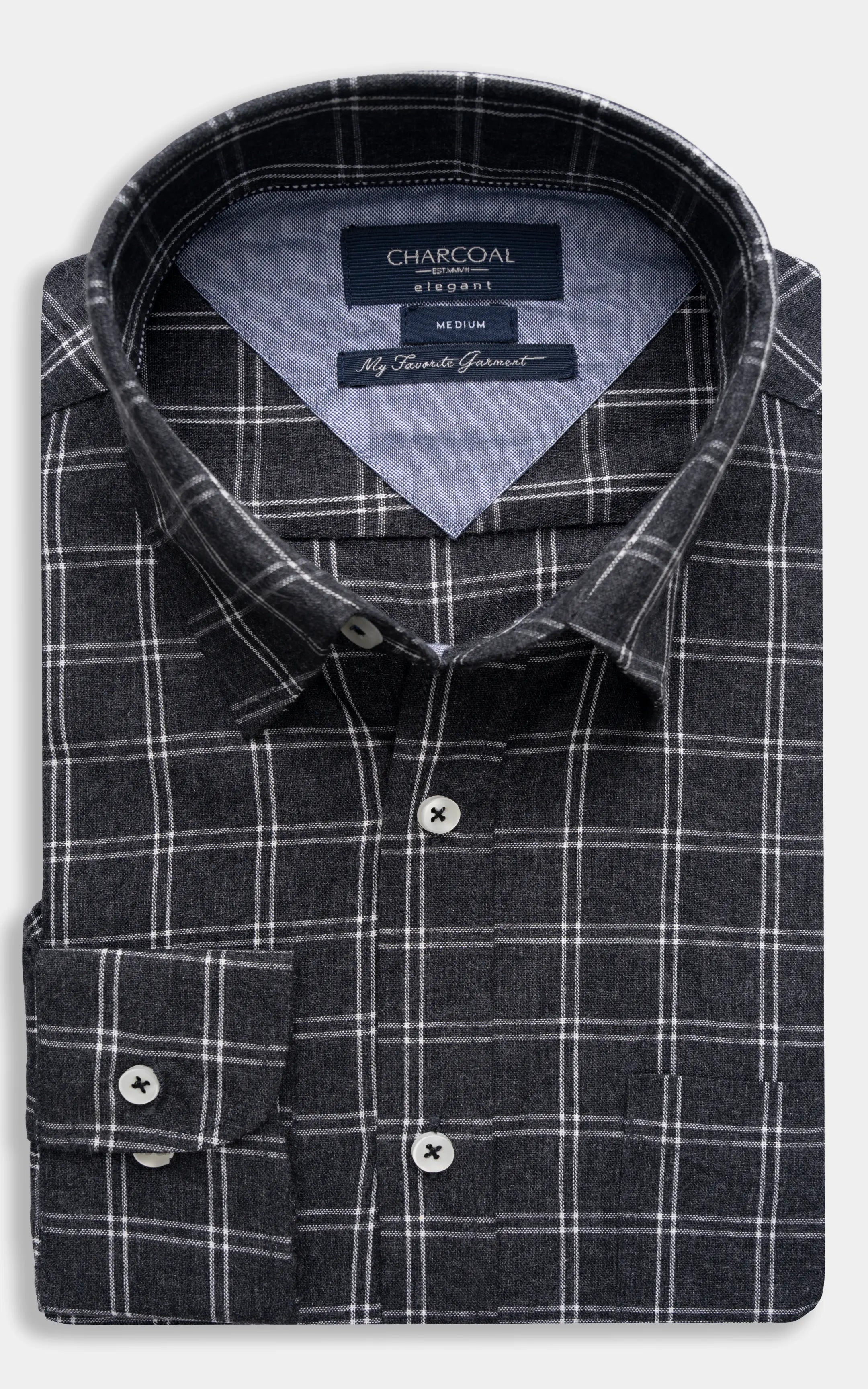 SMART FIT CHECKERED SHIRT CHARCOAL GREY CHECK