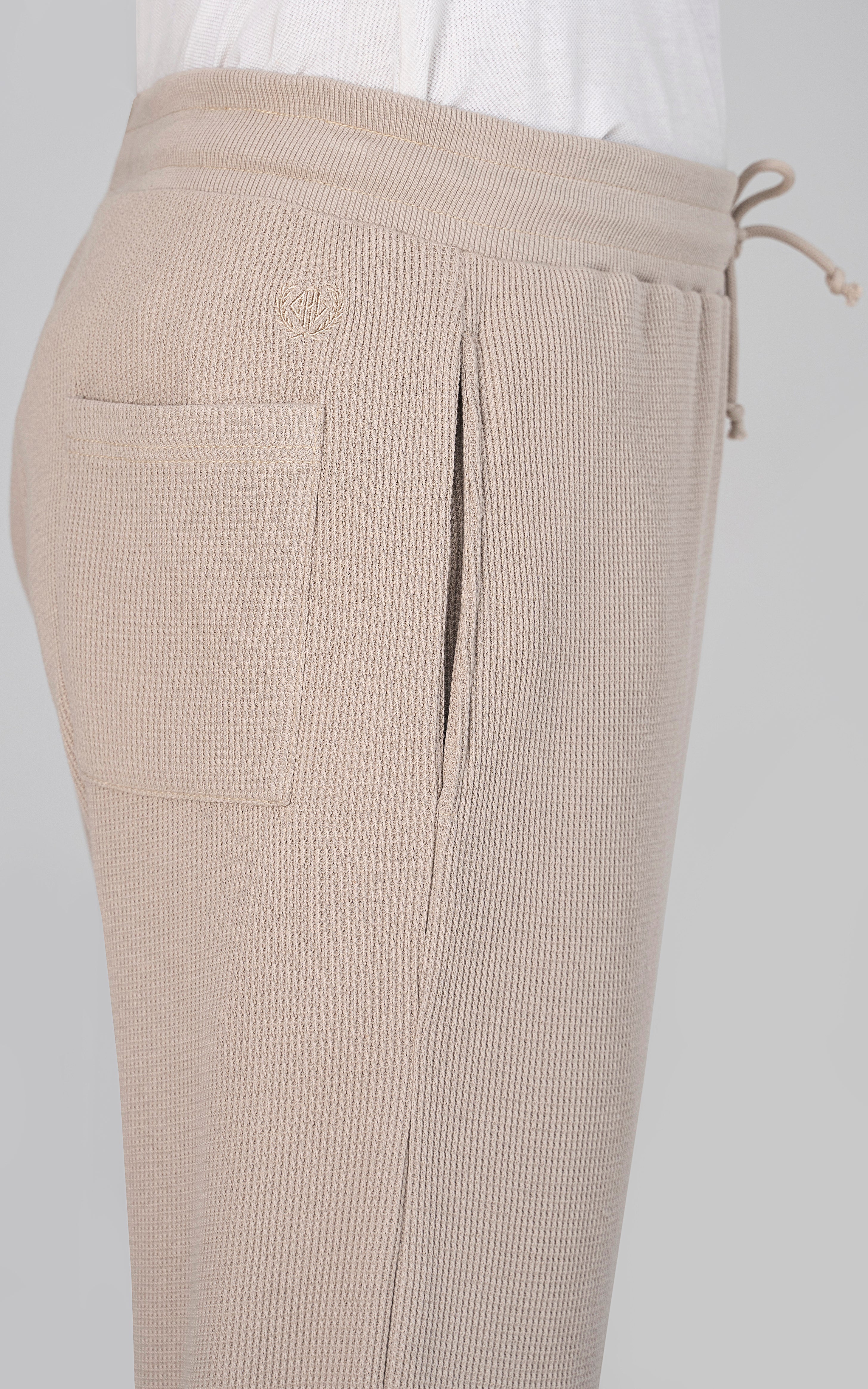 SLIM FIT WAFFLE JOGGER TROUSER OATMEAL