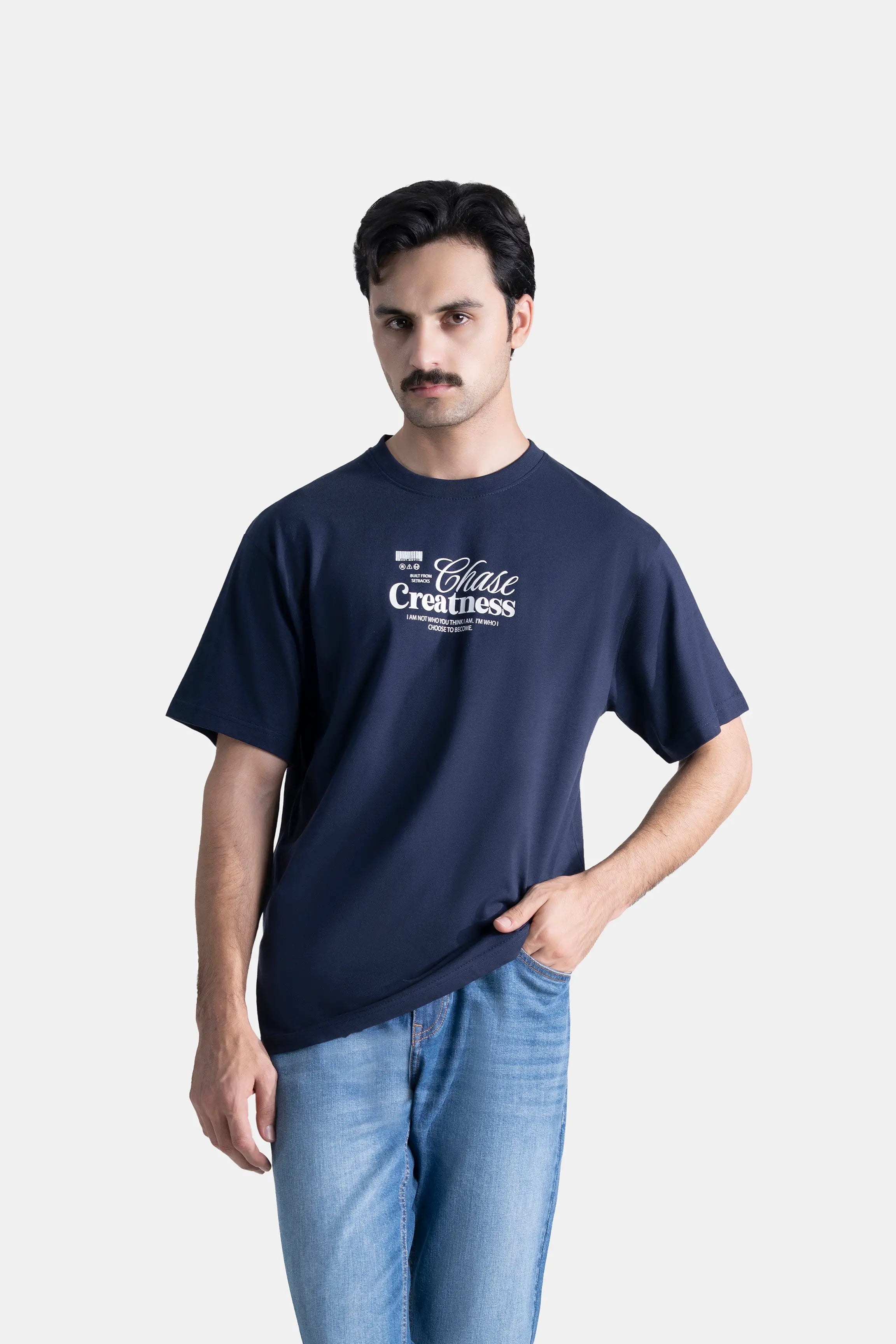 CREW NECK  GRAPHIC T SHIRT NAVY