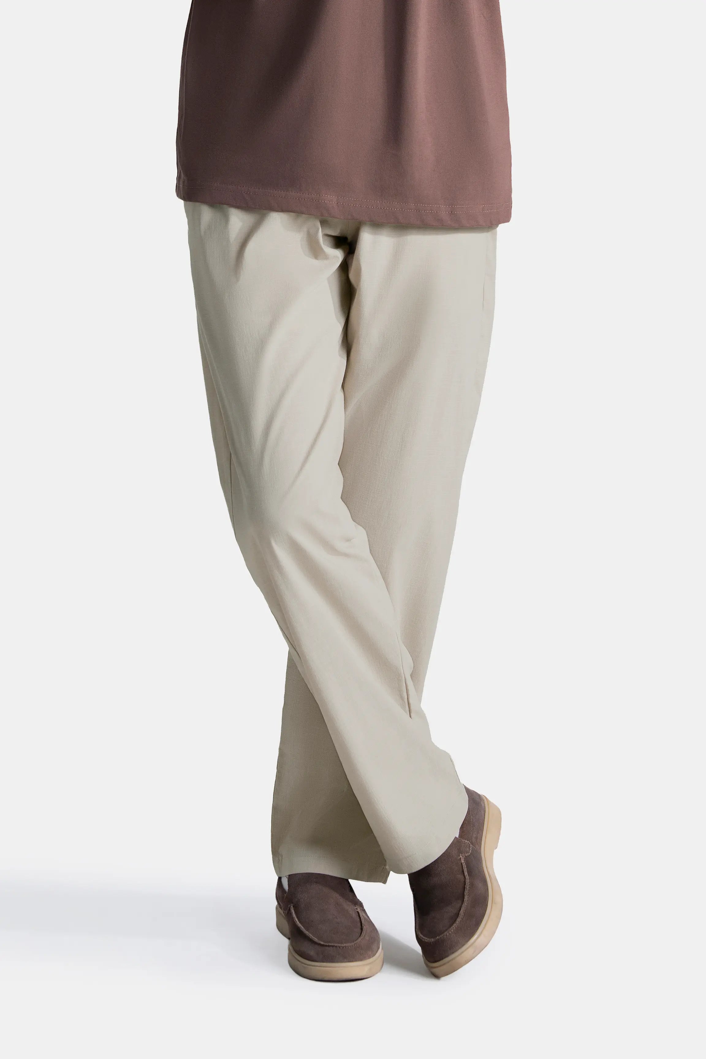 LOOSE FIT TROUSER WITH ELASTICATED WASTBAND KHAKI