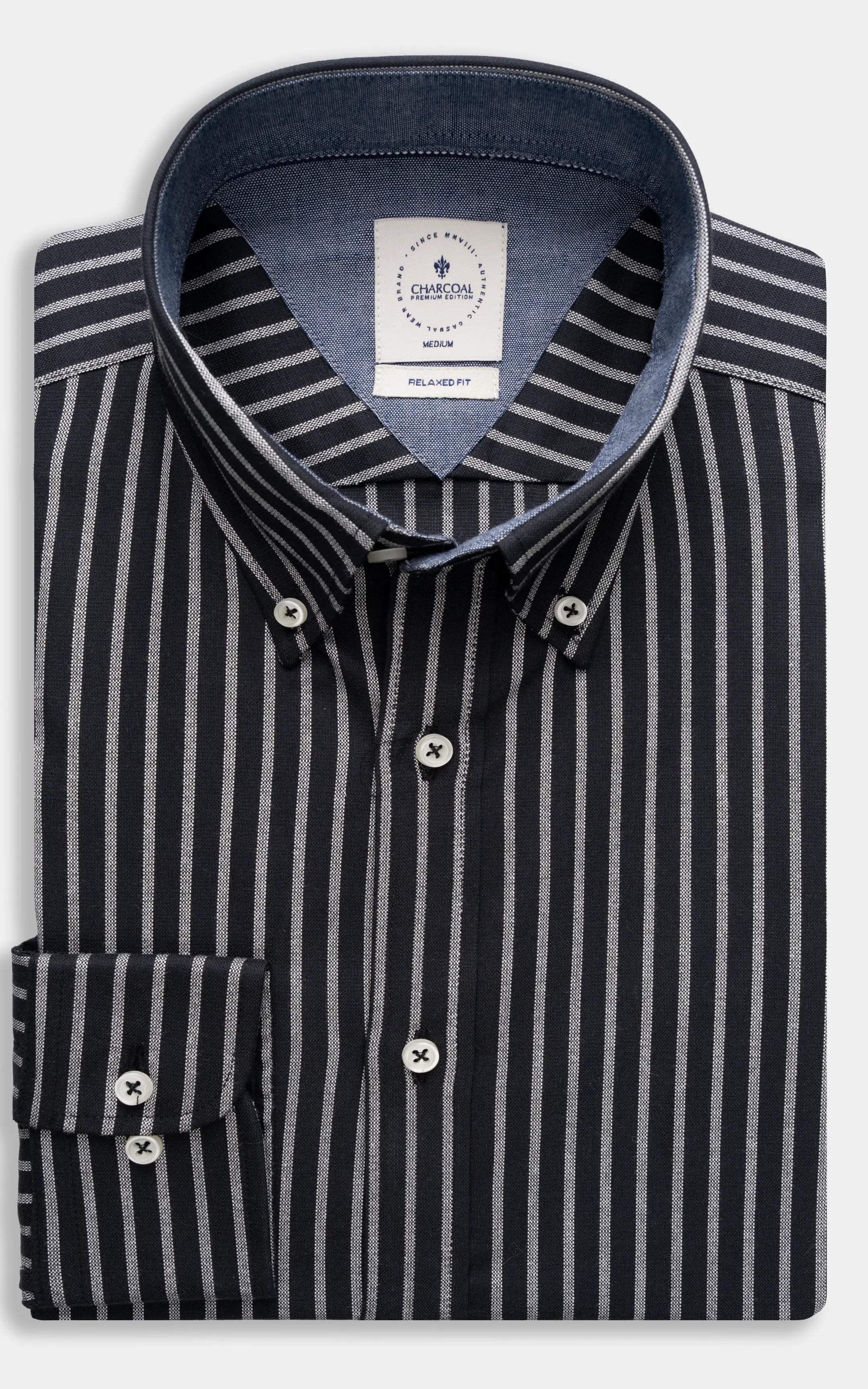 SMART SHIRT BUTTON DOWN COLLAR BLACK