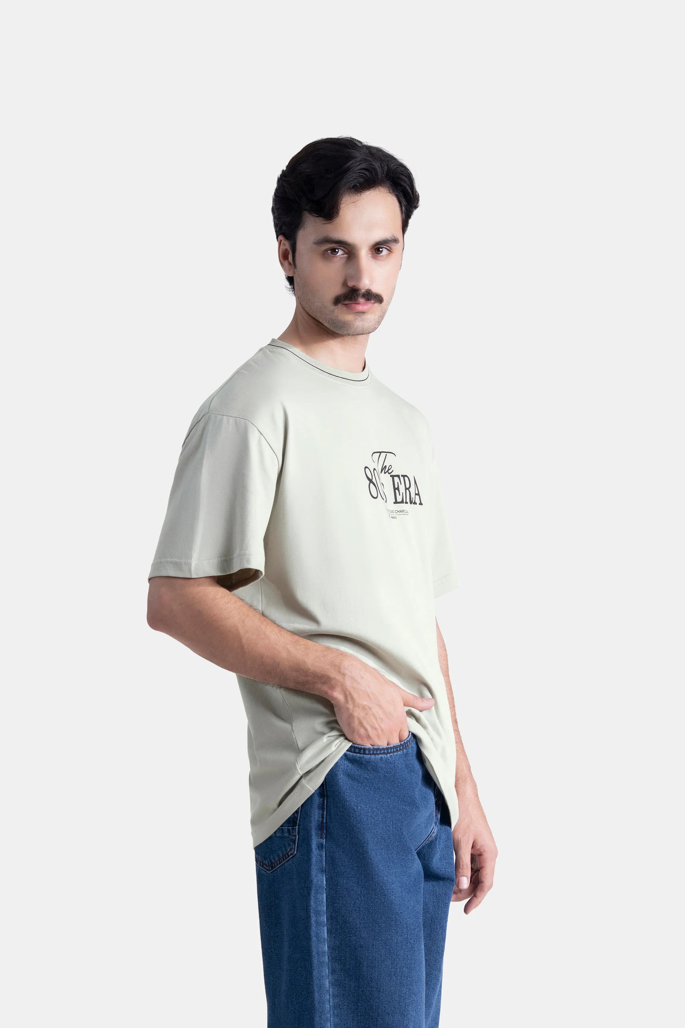 CREW NECK GRAPHIC T SHIRT BEIGE
