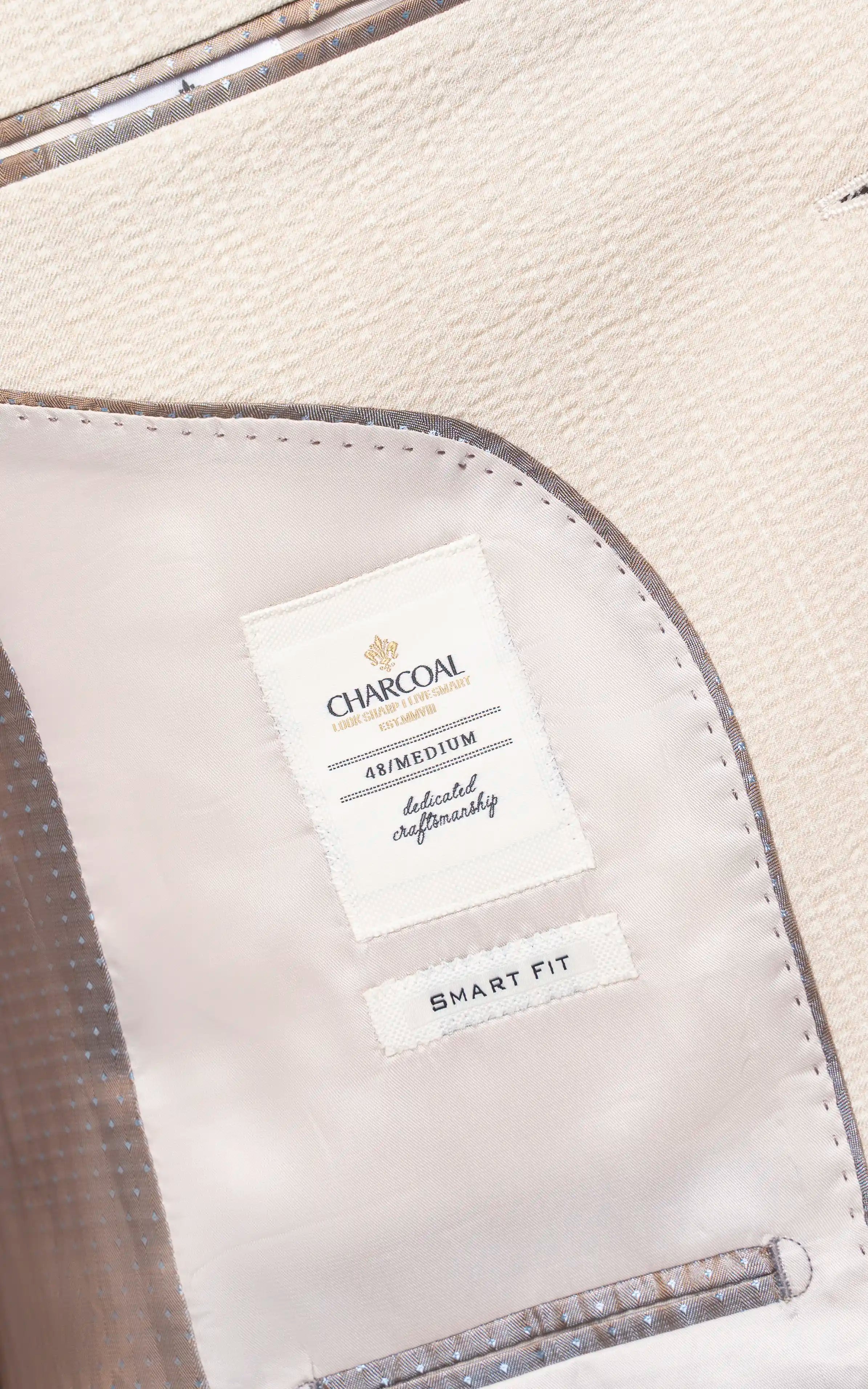 Men’s Seersucker Textured Blazer Beige