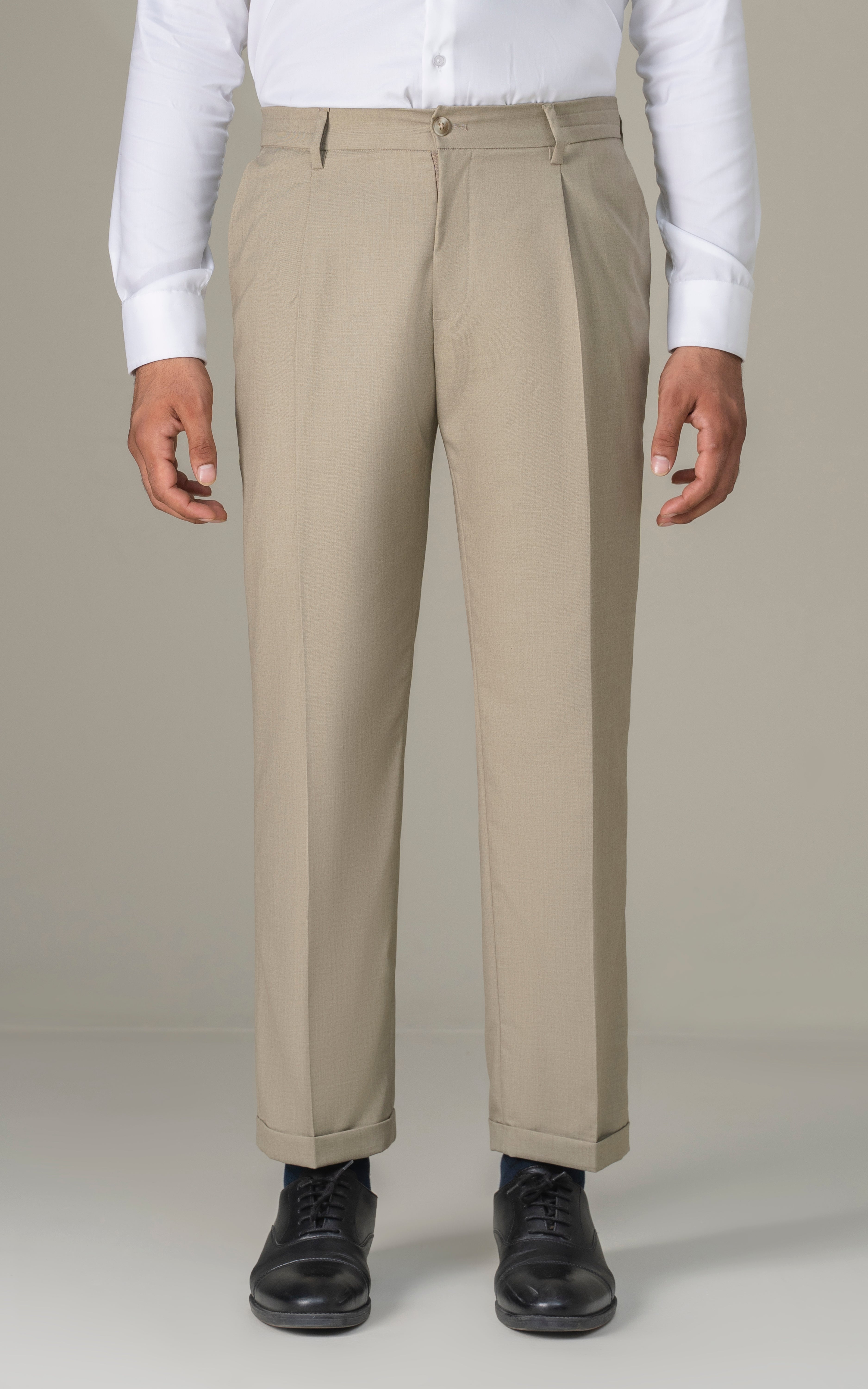 Elasticated pleated pant Khaki
