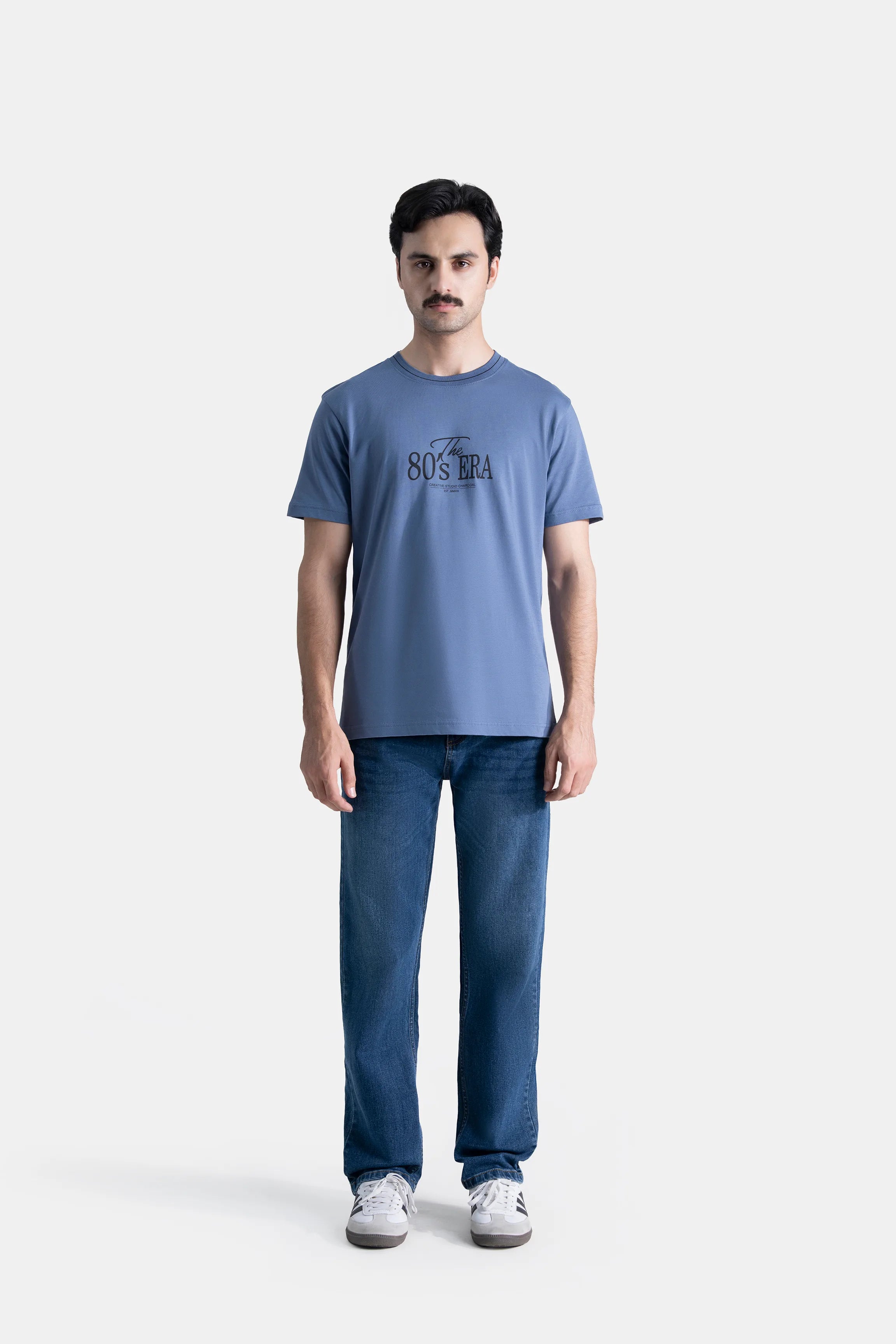 CREW NECK GRAPHIC T SHIRT BLUE