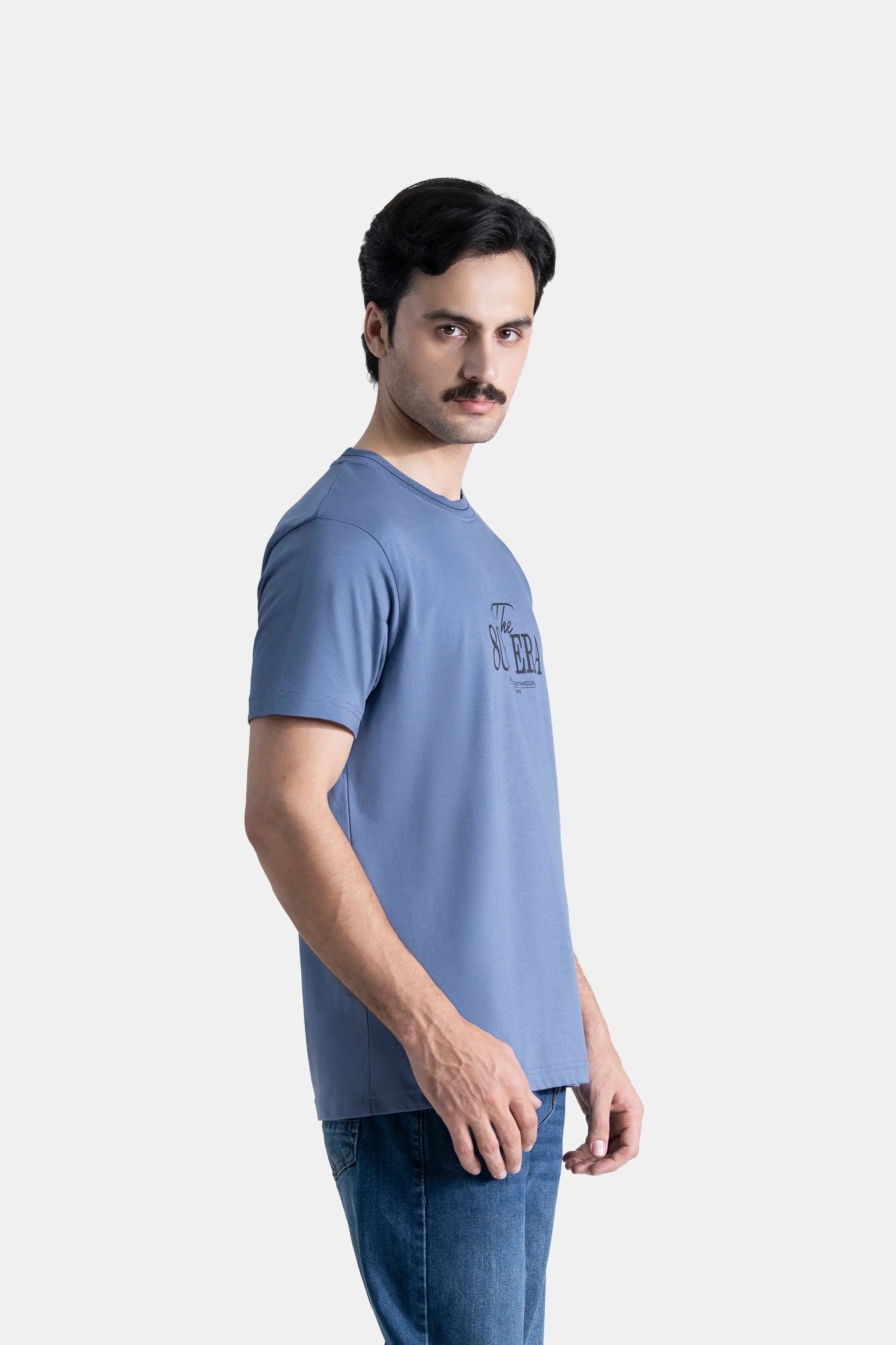 CREW NECK GRAPHIC T SHIRT BLUE