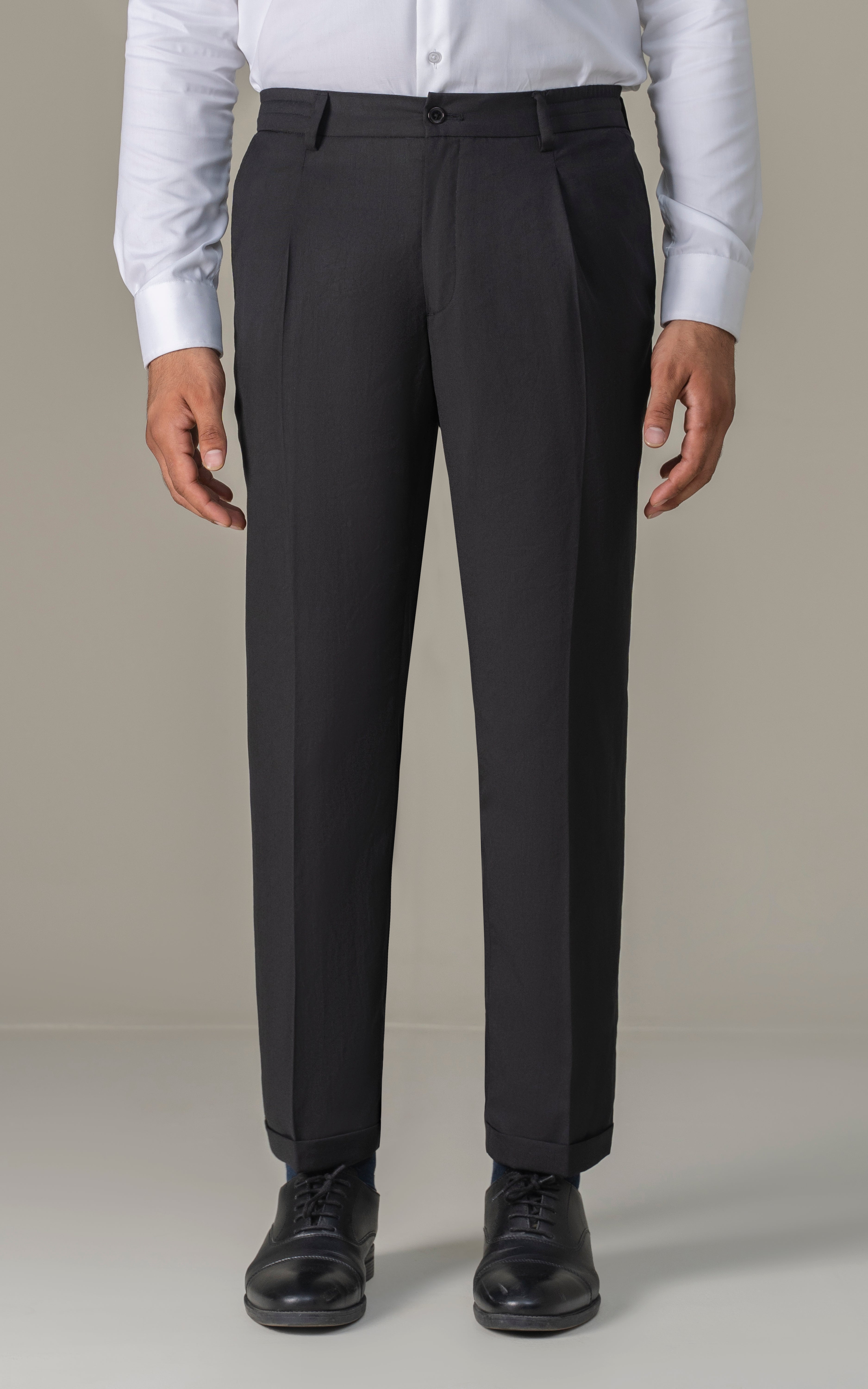 Elasticated pleated pant Black