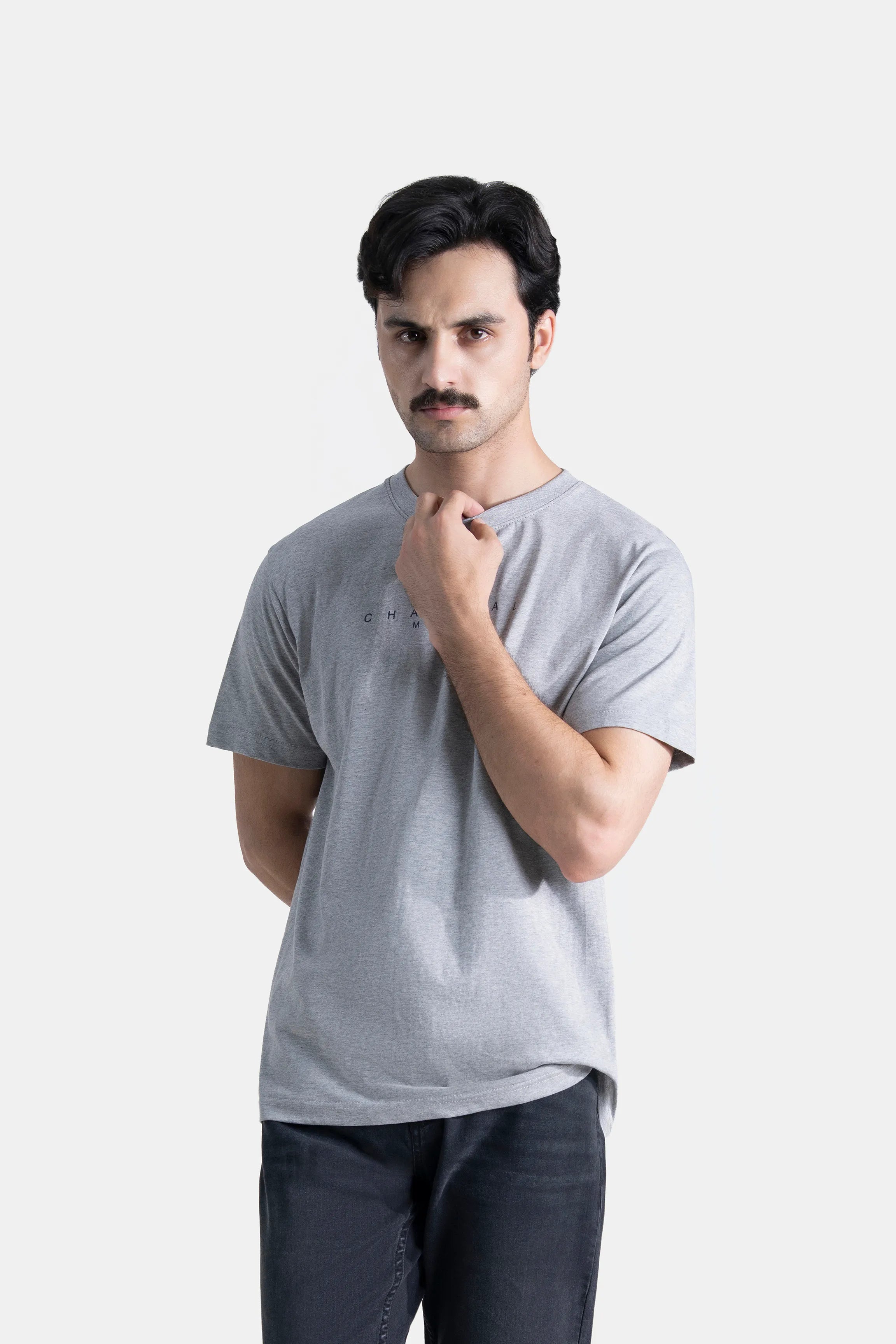 SHORT SLEEEVE GRAPHIC T SHIRT HEATHER GREY