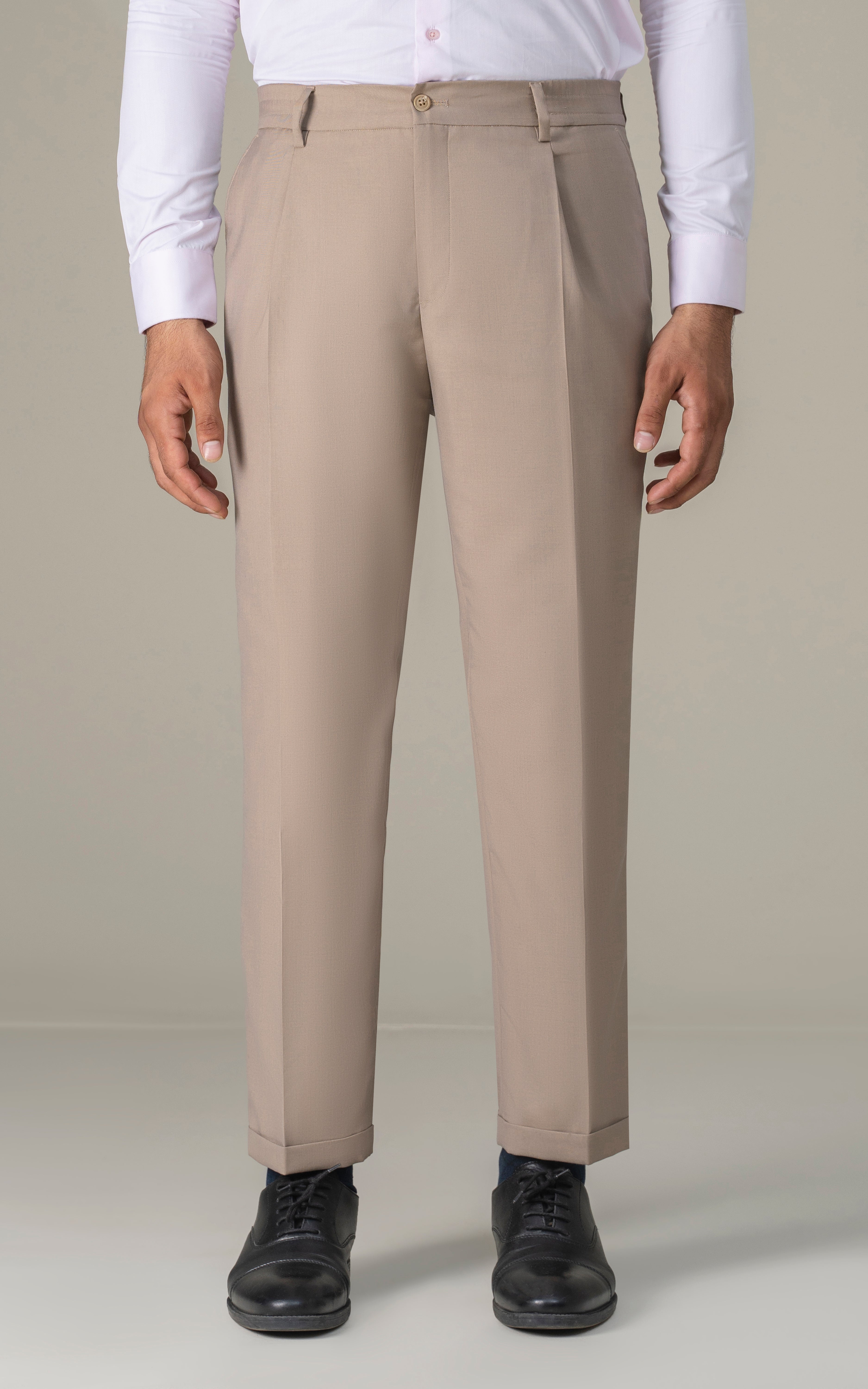 Elasticated pleated pant Light Brown