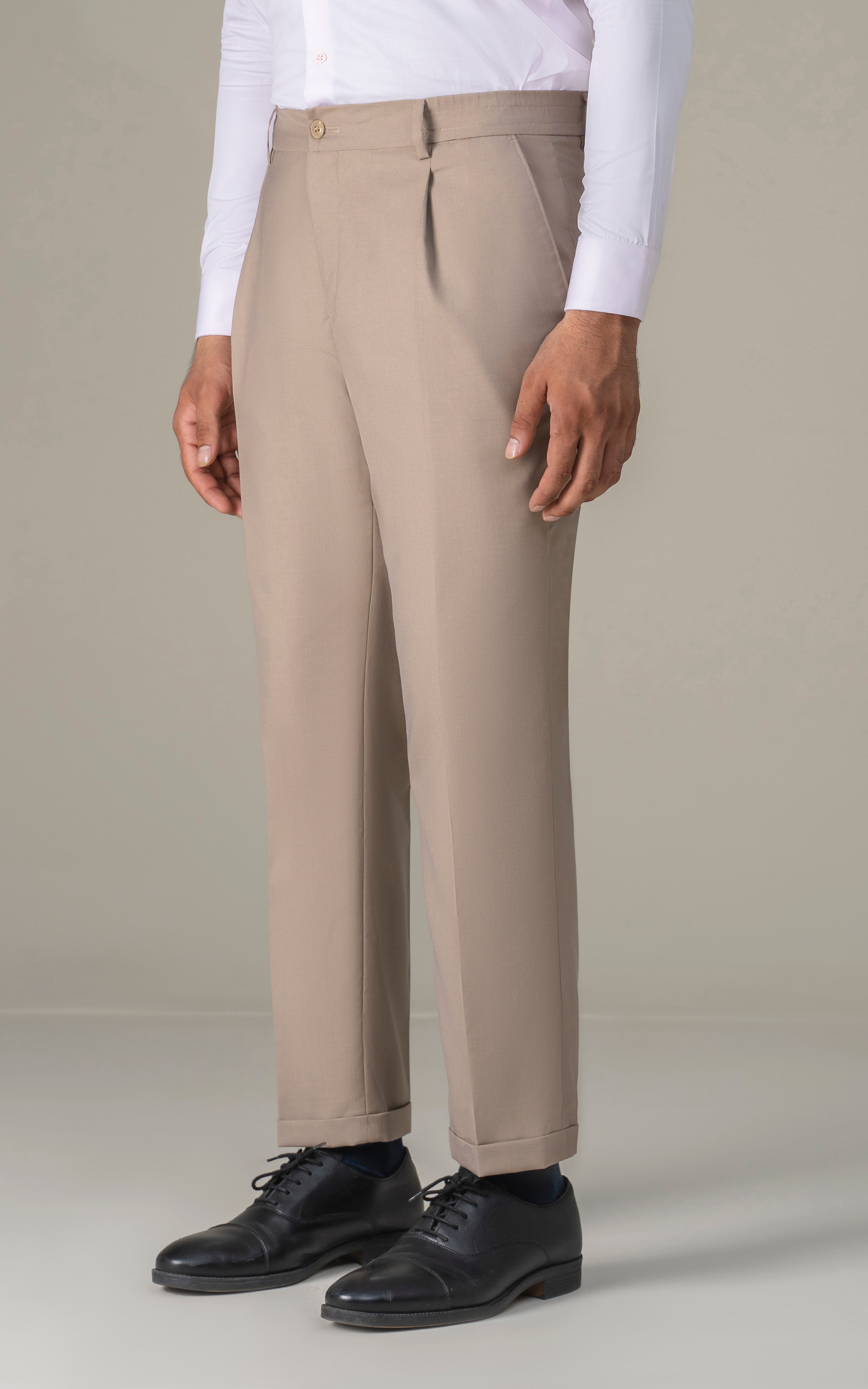 Elasticated pleated pant Light Brown