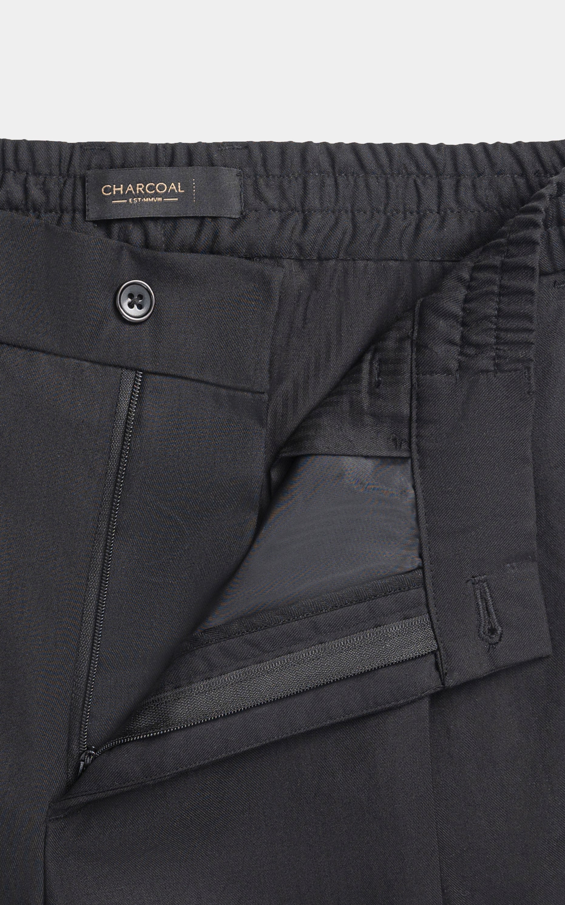 Elasticated pleated pant Black