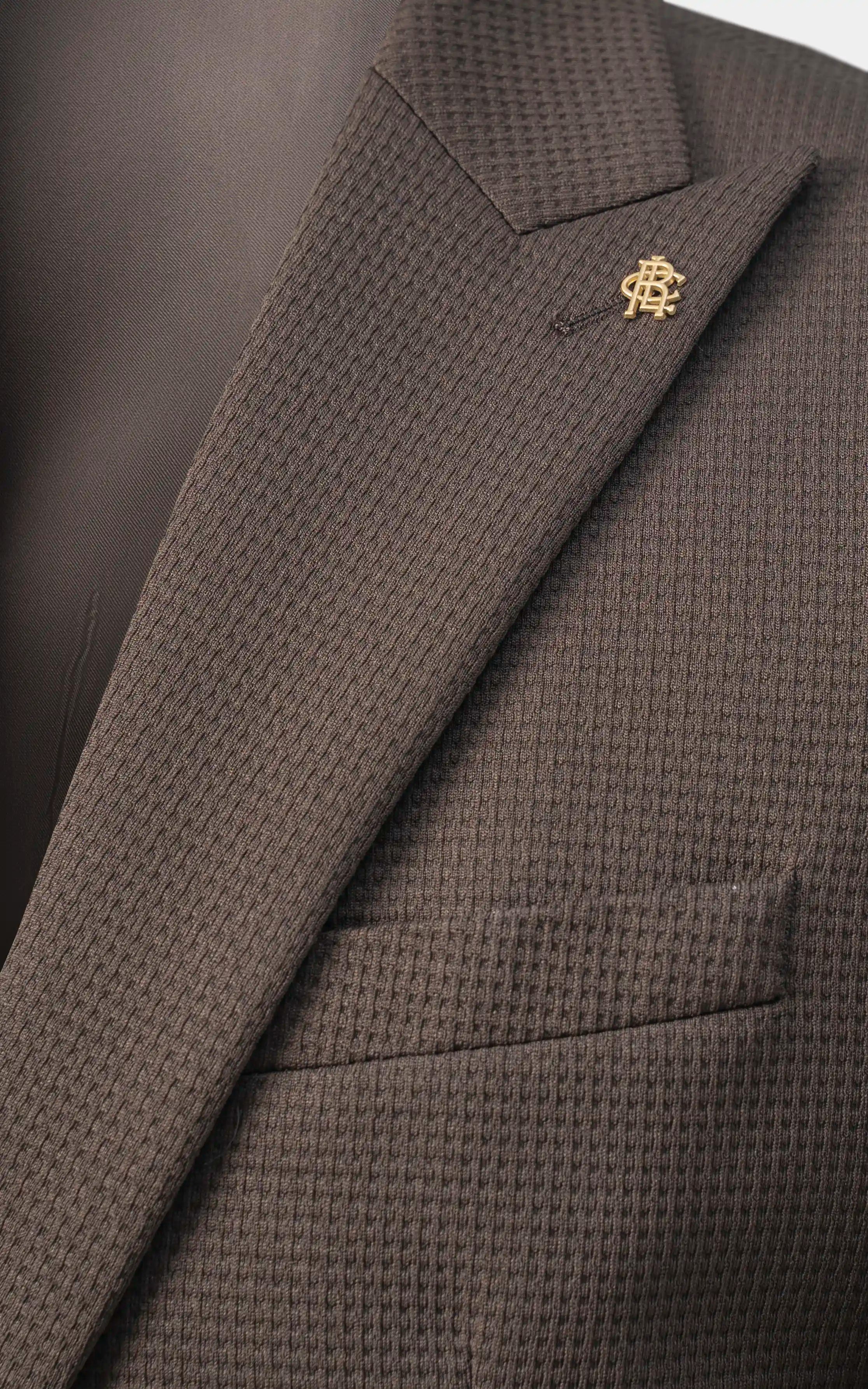 Men’s Self Textured Blazer Drak Brown