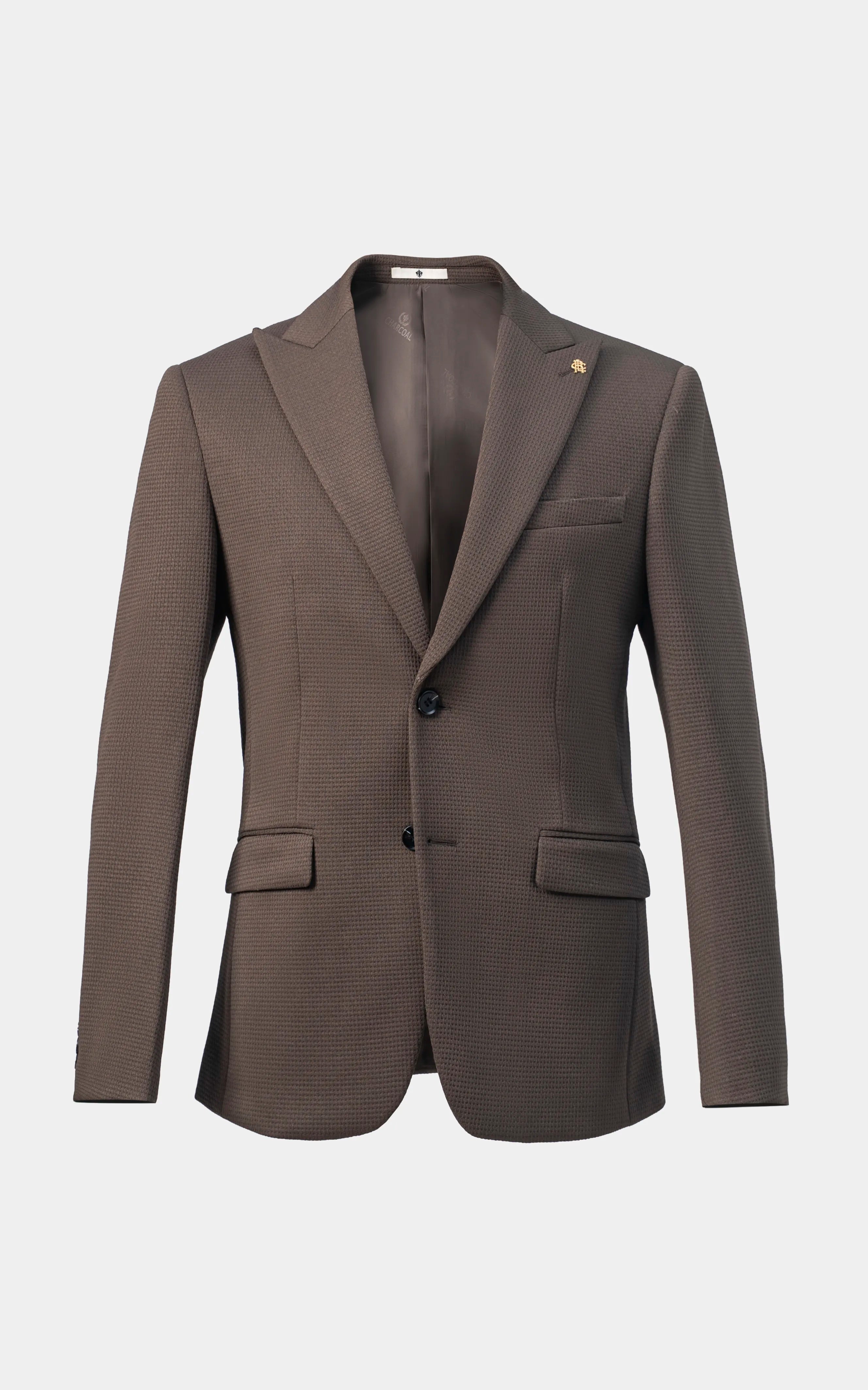 Men’s Self Textured Blazer Drak Brown