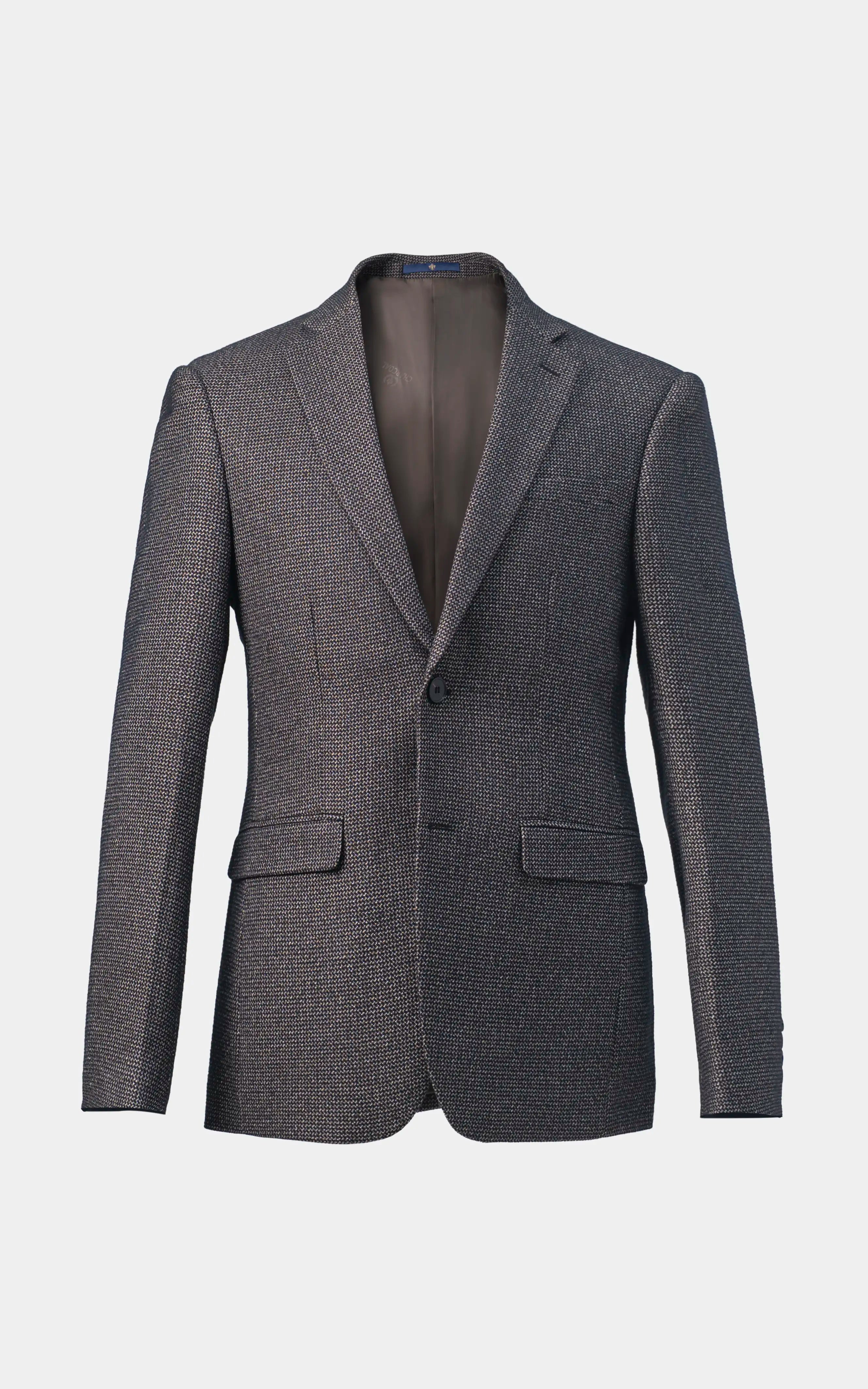 Men’s Textured Blazer with Elbow Patches Brown Black