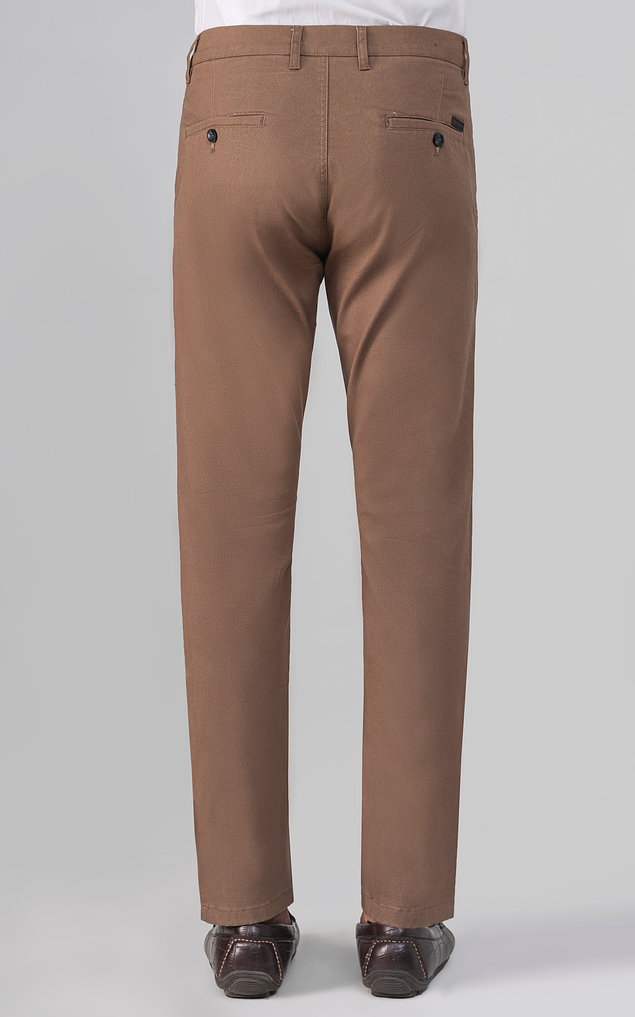 COLORED DENIM SMART FIT CASUAL PANT BROWN