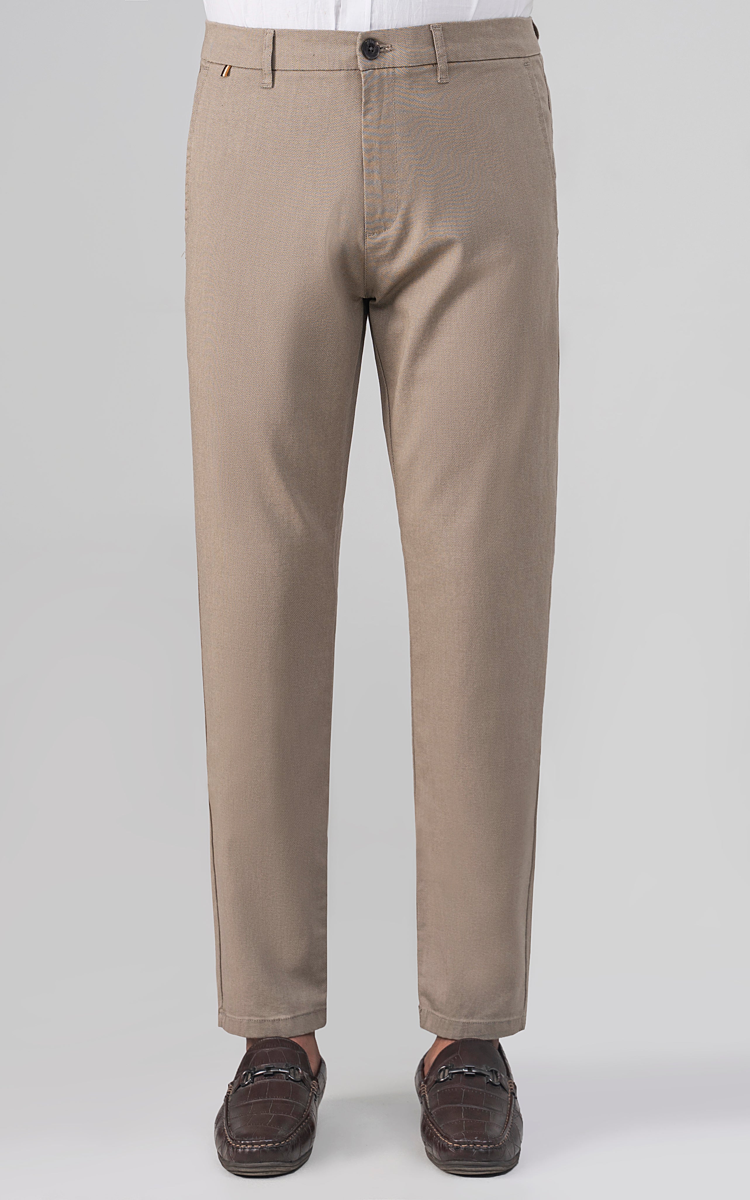 TEXTURED SMART FIT CASUAL PANT KHAKI