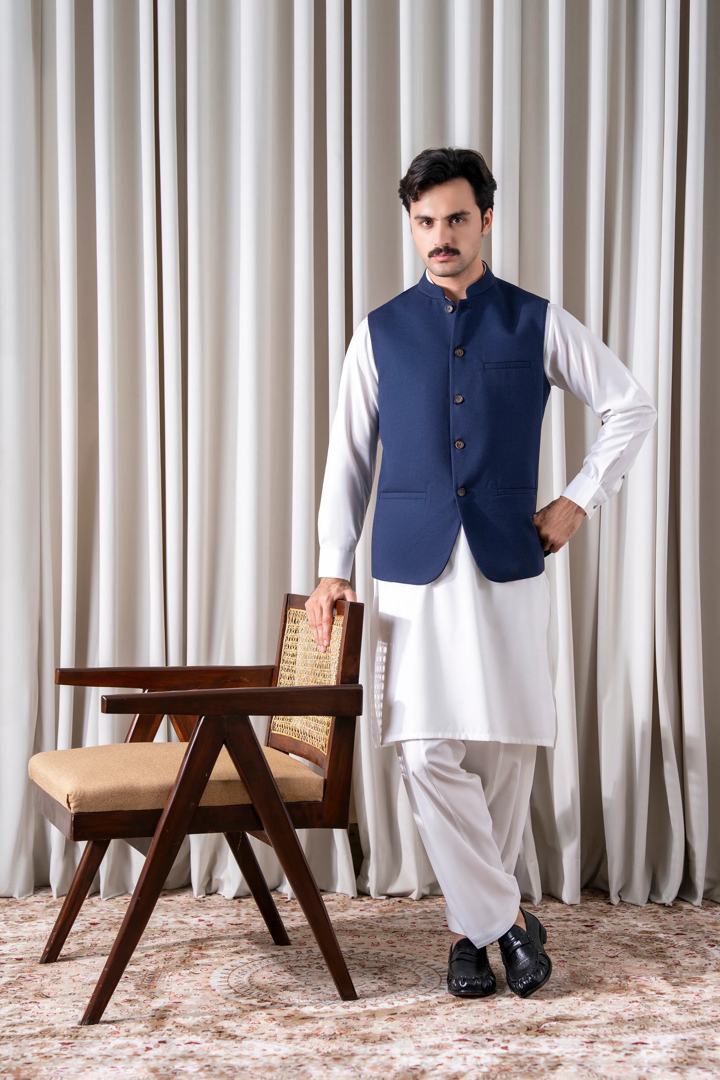 TWILL - COTTON LINEN WAISTCOAT | SIGNATURE COLLECTION NAVY