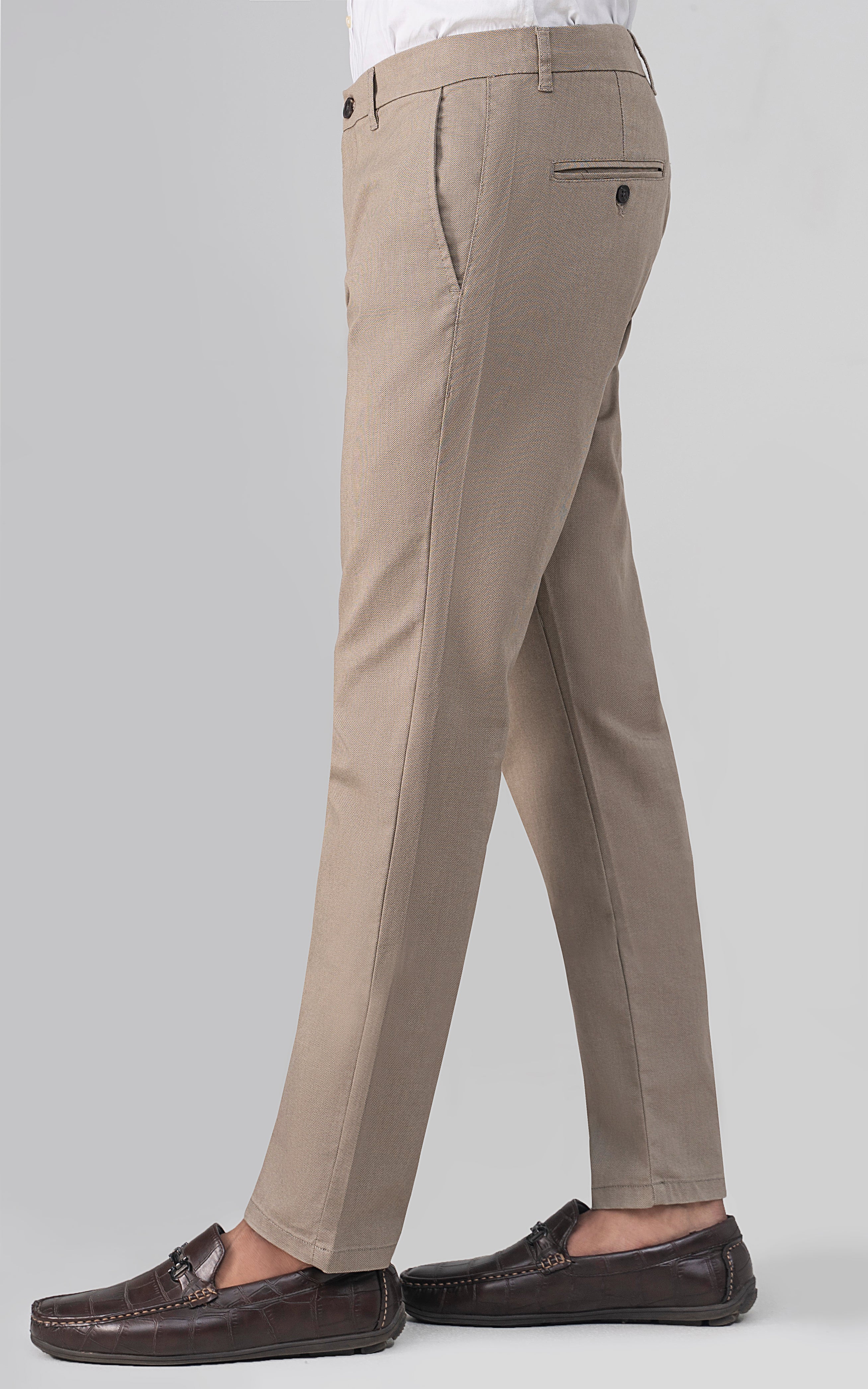 TEXTURED SMART FIT CASUAL PANT KHAKI