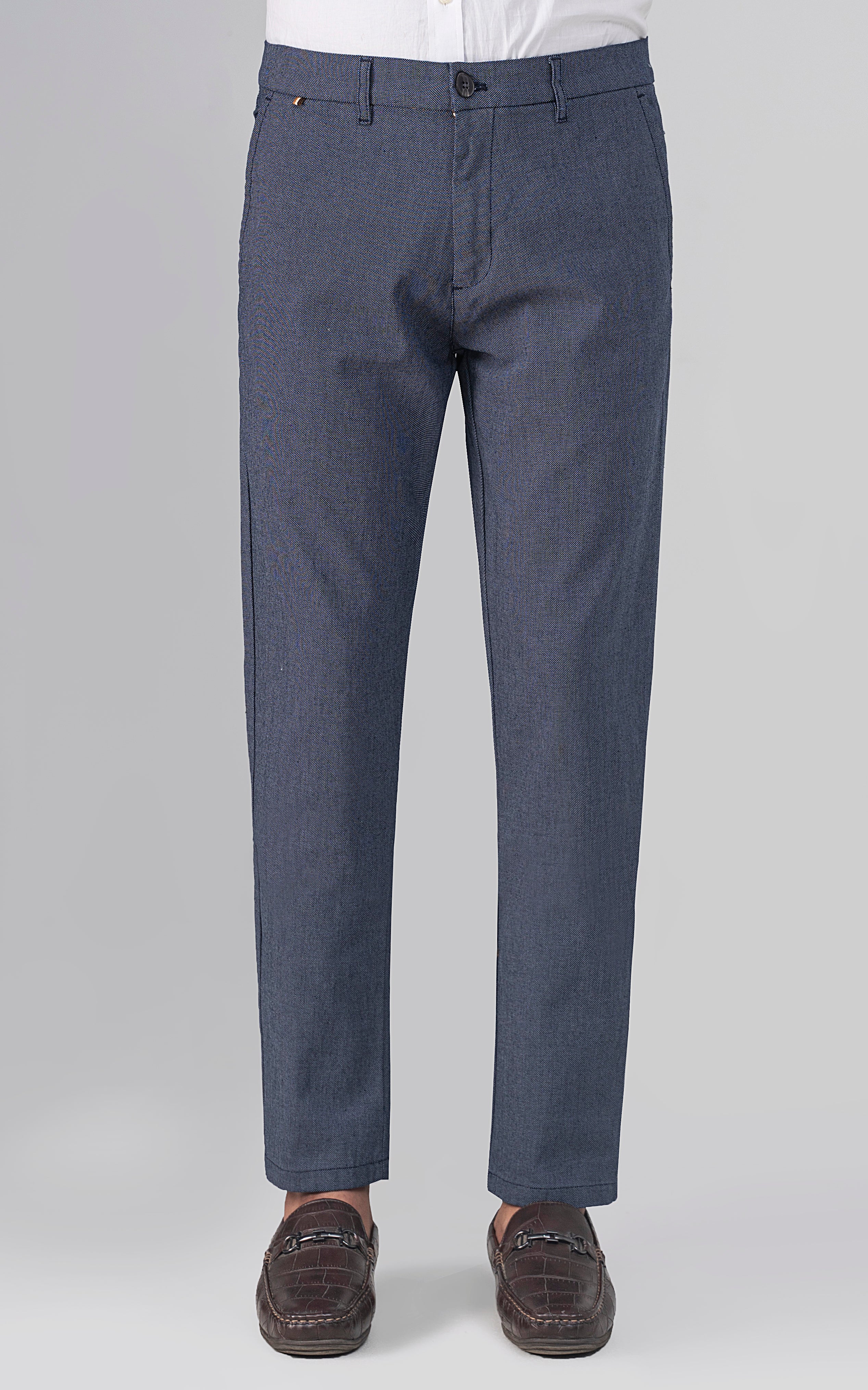 TEXTURED SMART FIT CASUAL PANT NAVY