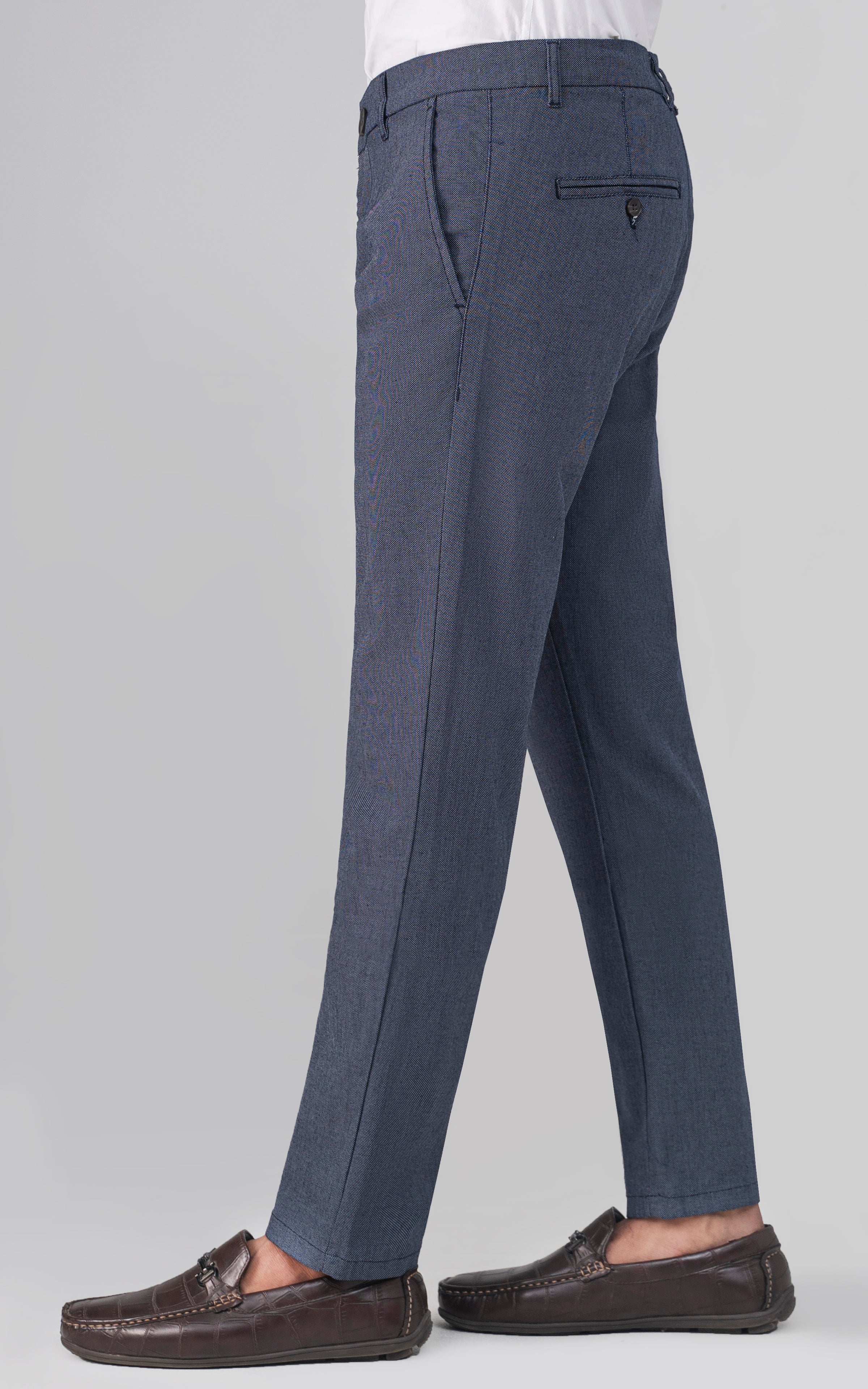 TEXTURED SMART FIT CASUAL PANT NAVY