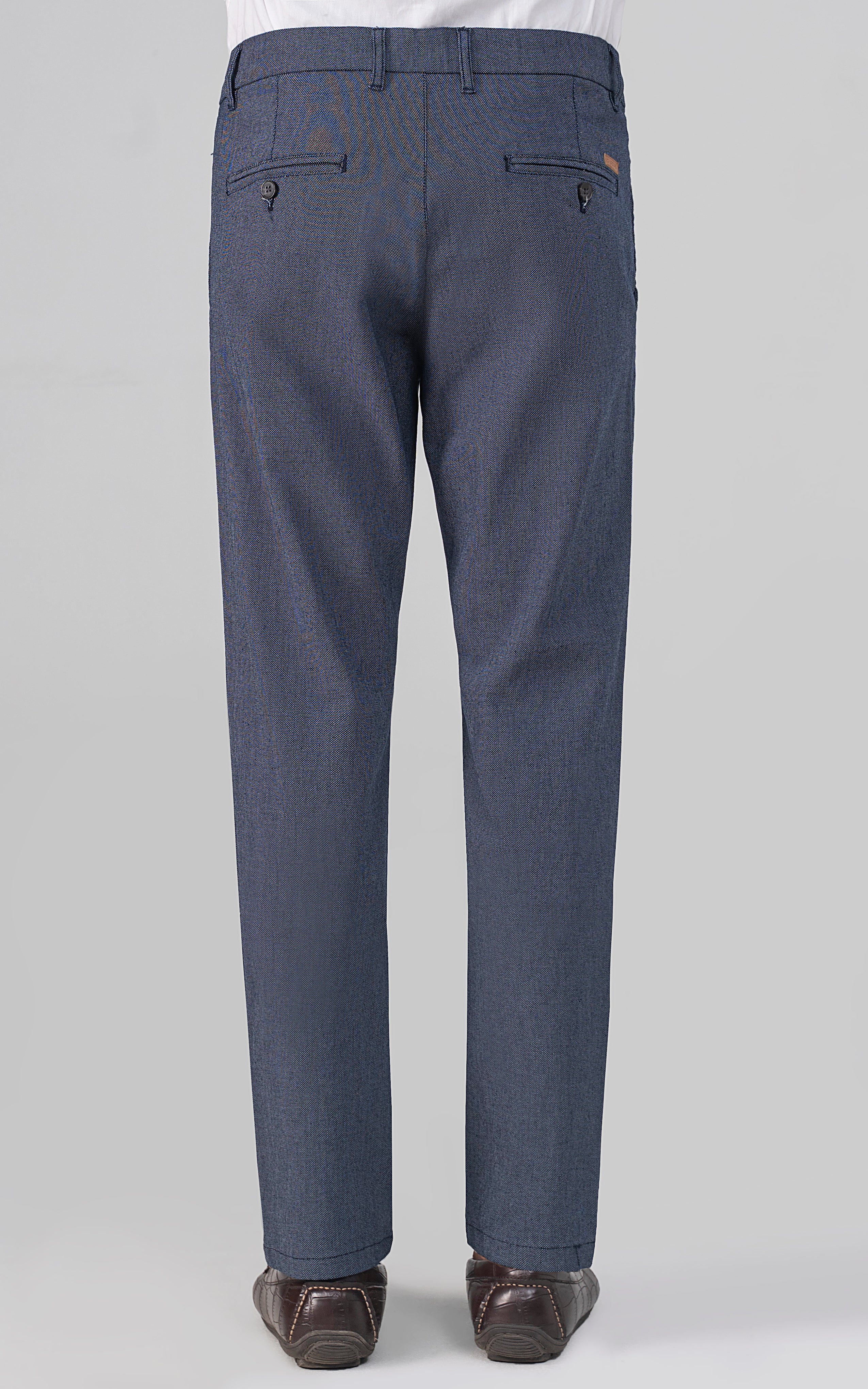 TEXTURED SMART FIT CASUAL PANT NAVY