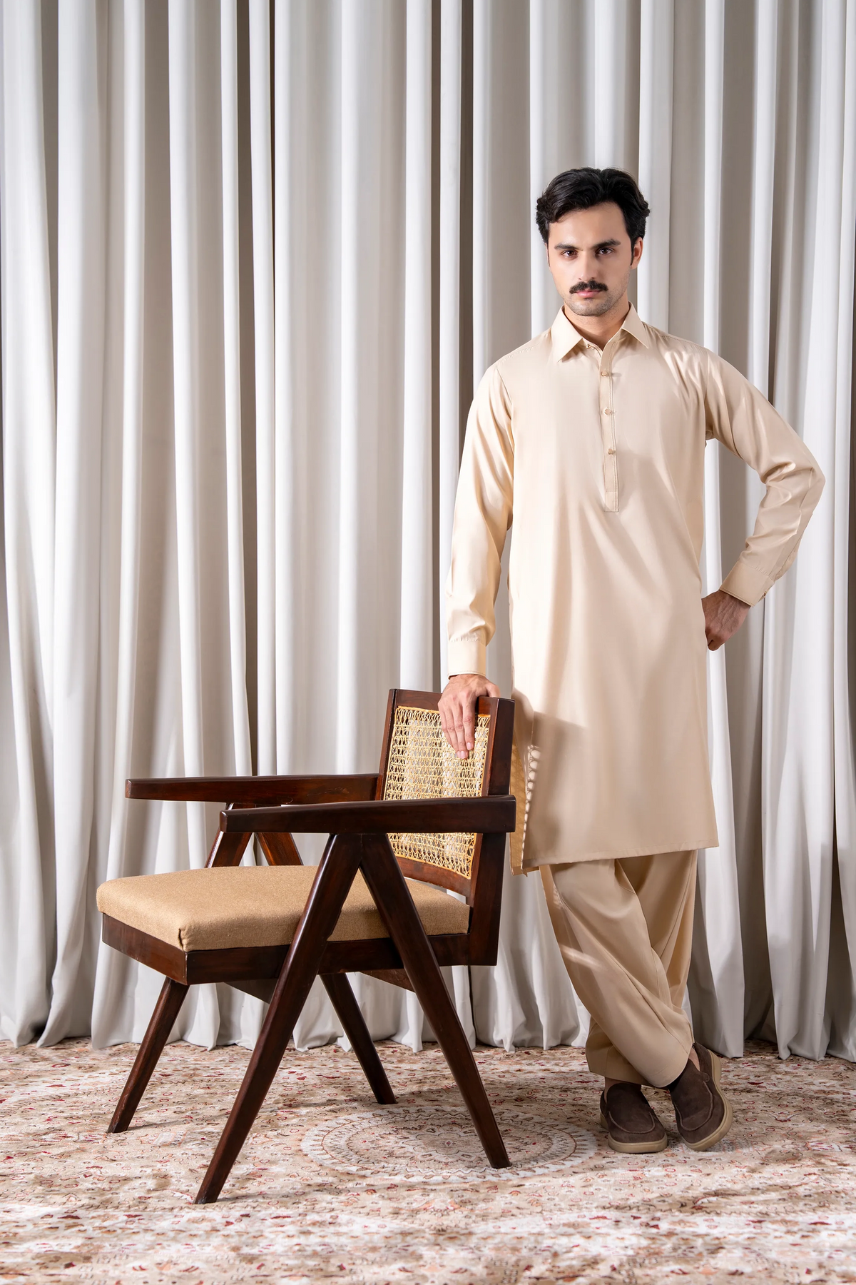 TEXTURED BLENDED KAMEEZ SHALWAR - SIGNATURE COLLECTION BEIGE