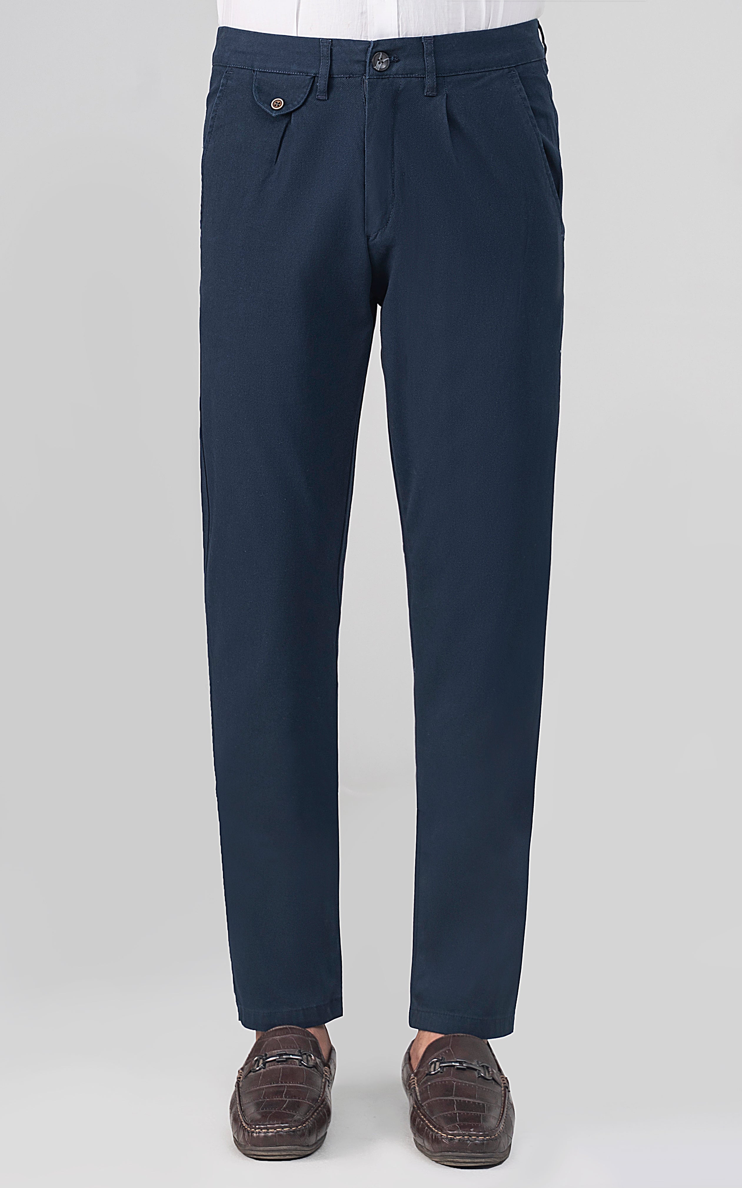 DOBBY SMART FIT CASUAL PANT NAVY