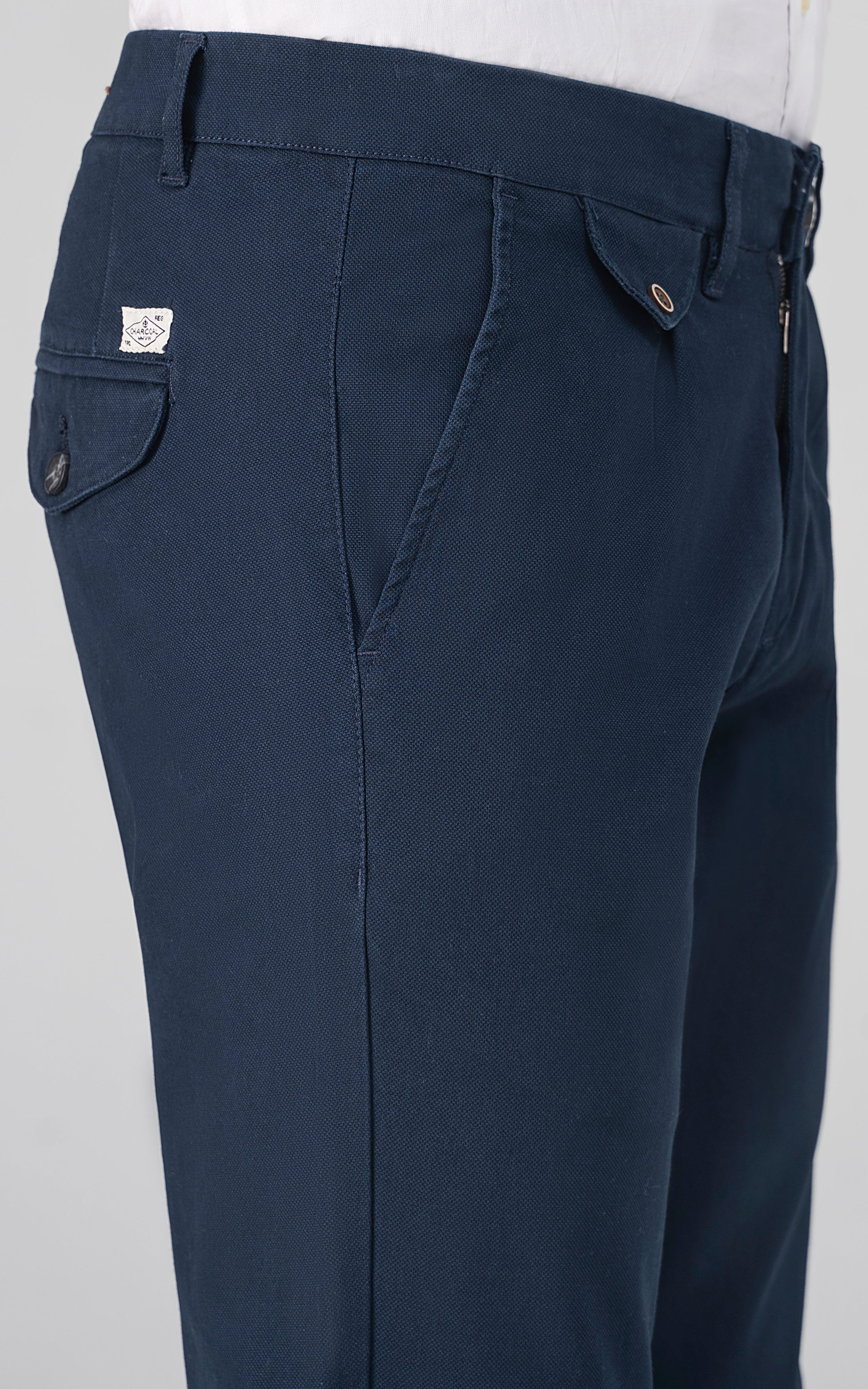 DOBBY SMART FIT CASUAL PANT NAVY