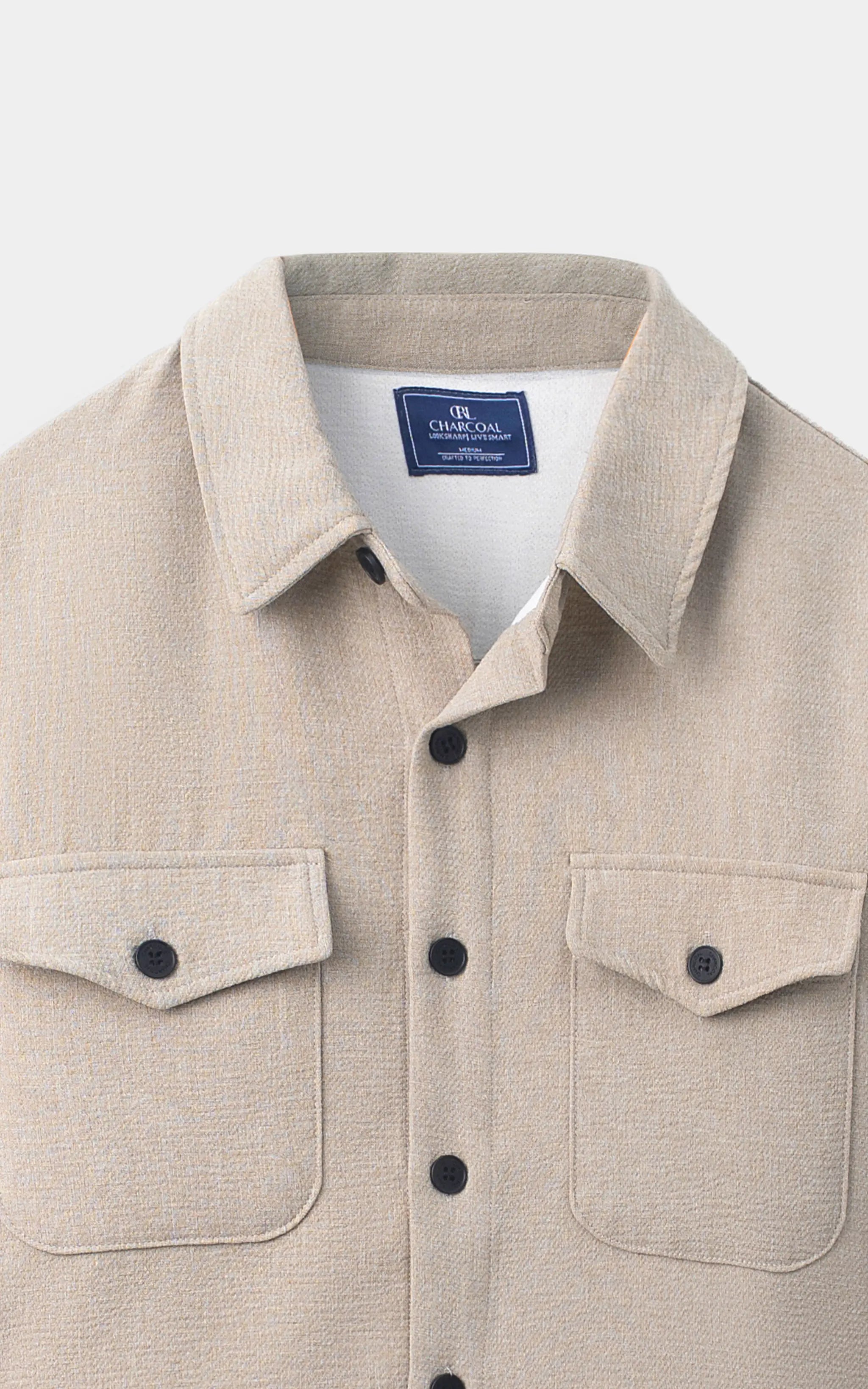 CLASSIC COLLAR OVERSHIRT BEIGE MELANGE