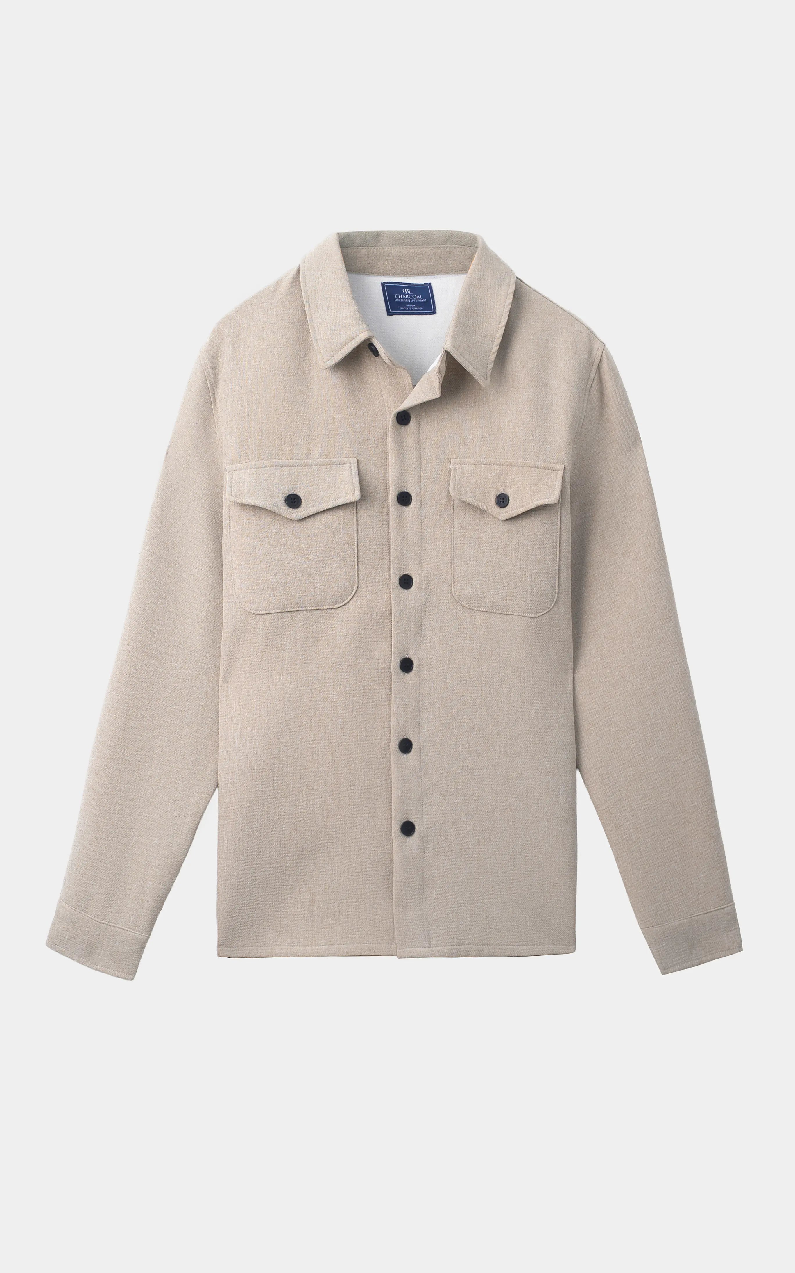 CLASSIC COLLAR OVERSHIRT BEIGE MELANGE