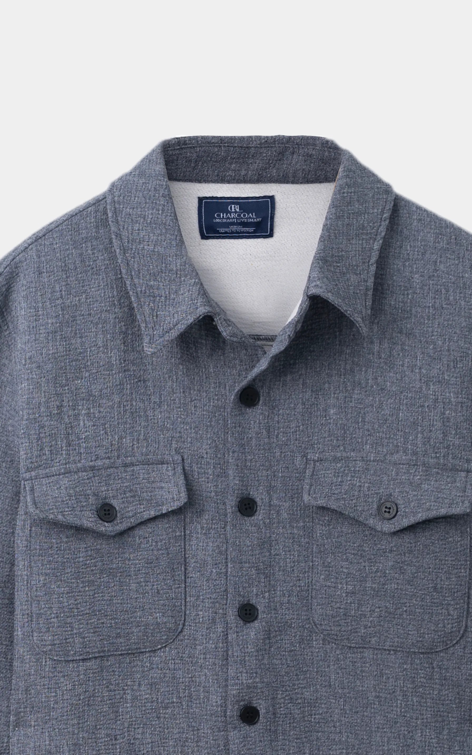 CLASSIC COLLAR OVERSHIRT BLUEISH  MELANGE