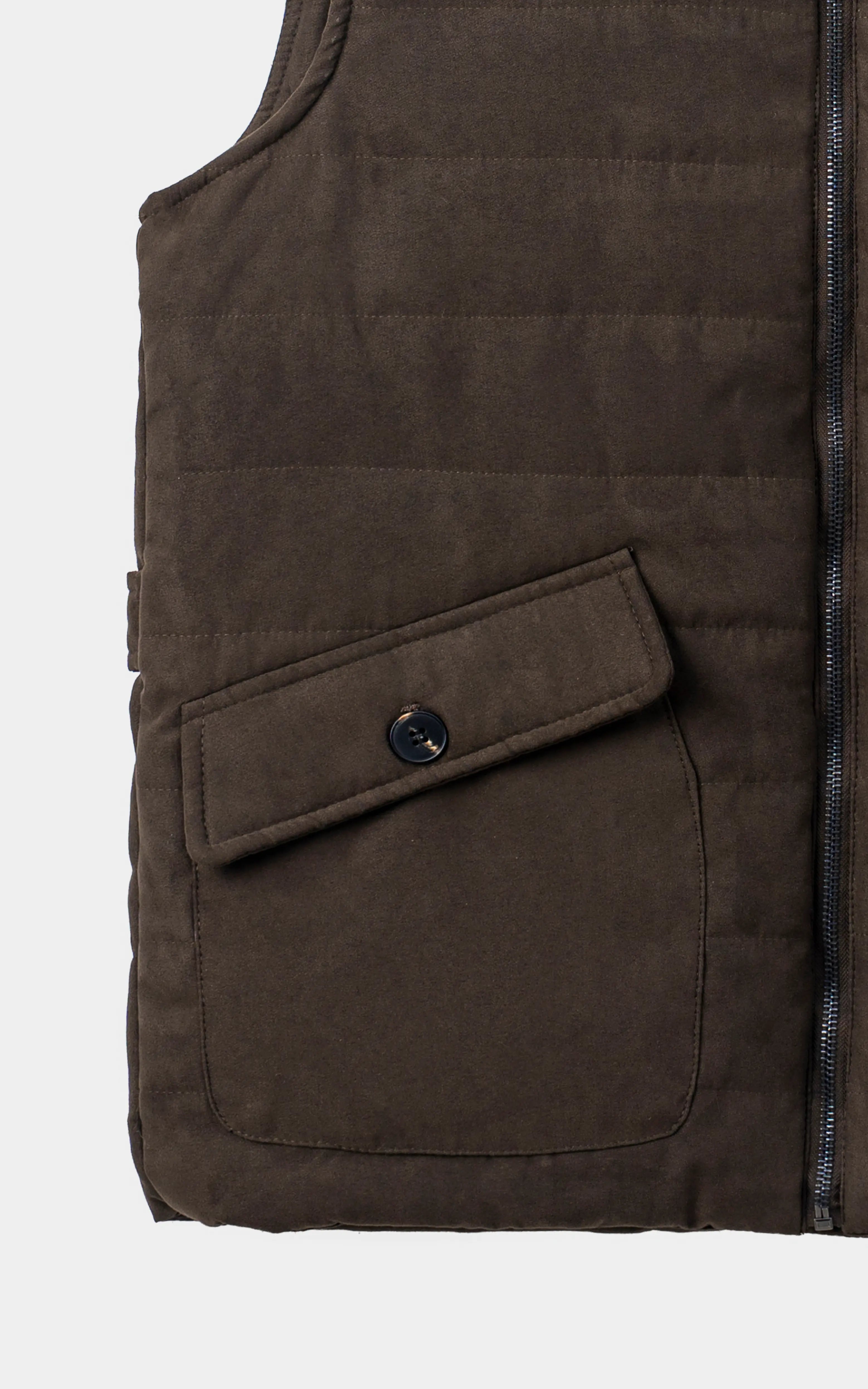 SMART FIT SLEEVELESS SUEDE JACKET OLIVE