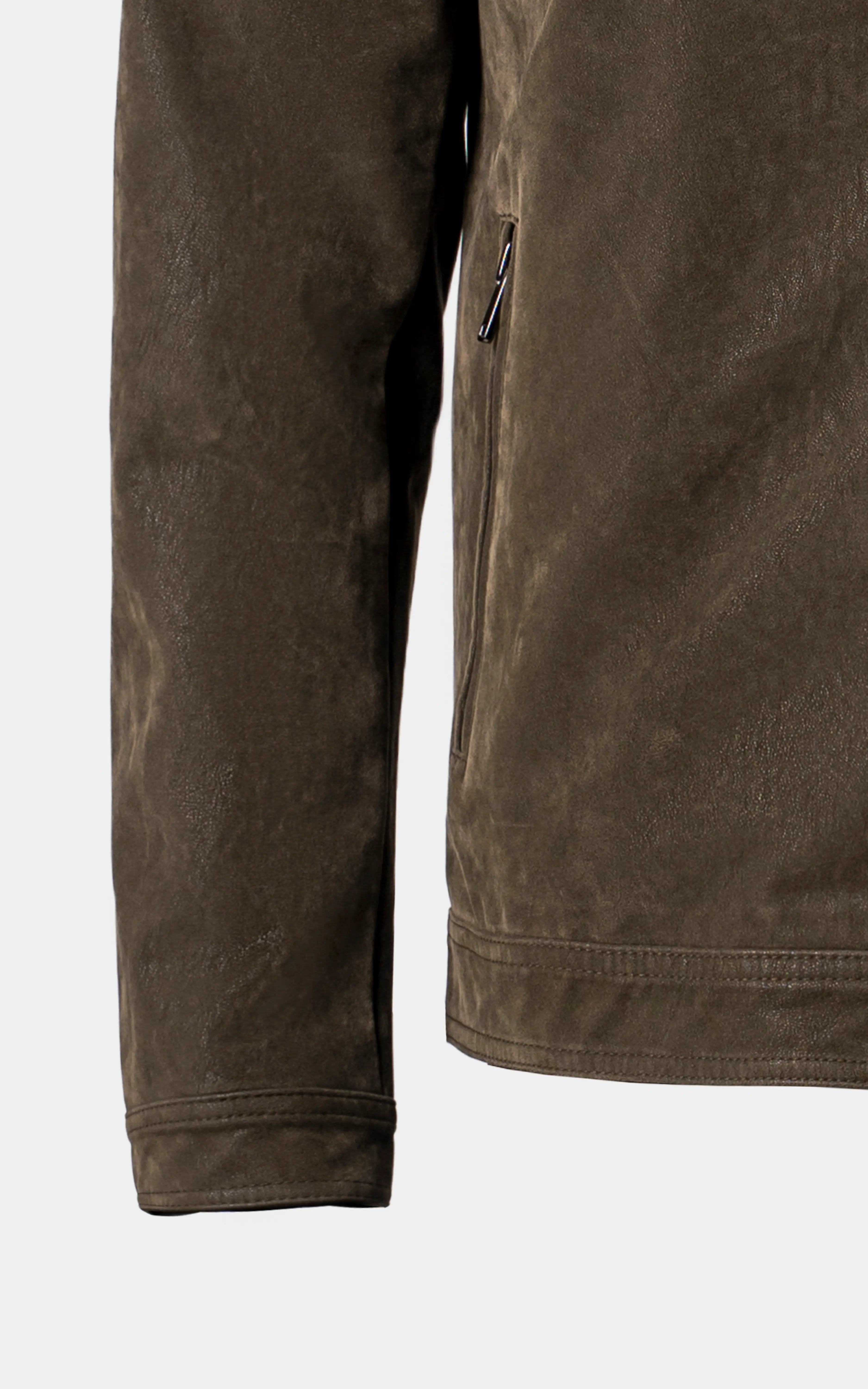 PU leather Zipper Jacket Dark Olive