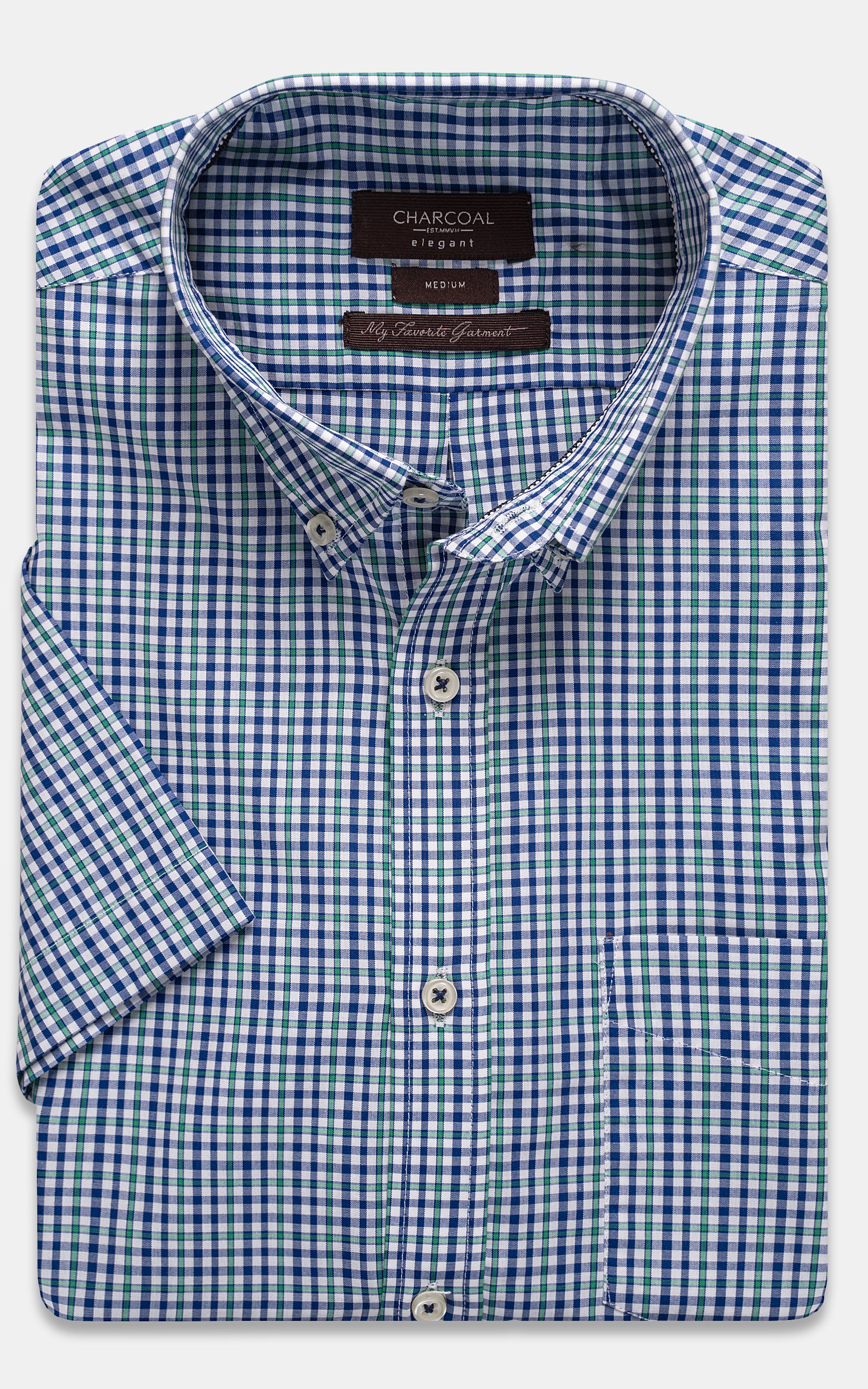 SEMI FORMAL SHIRT HALF SLEEVE  BLUE GREEN