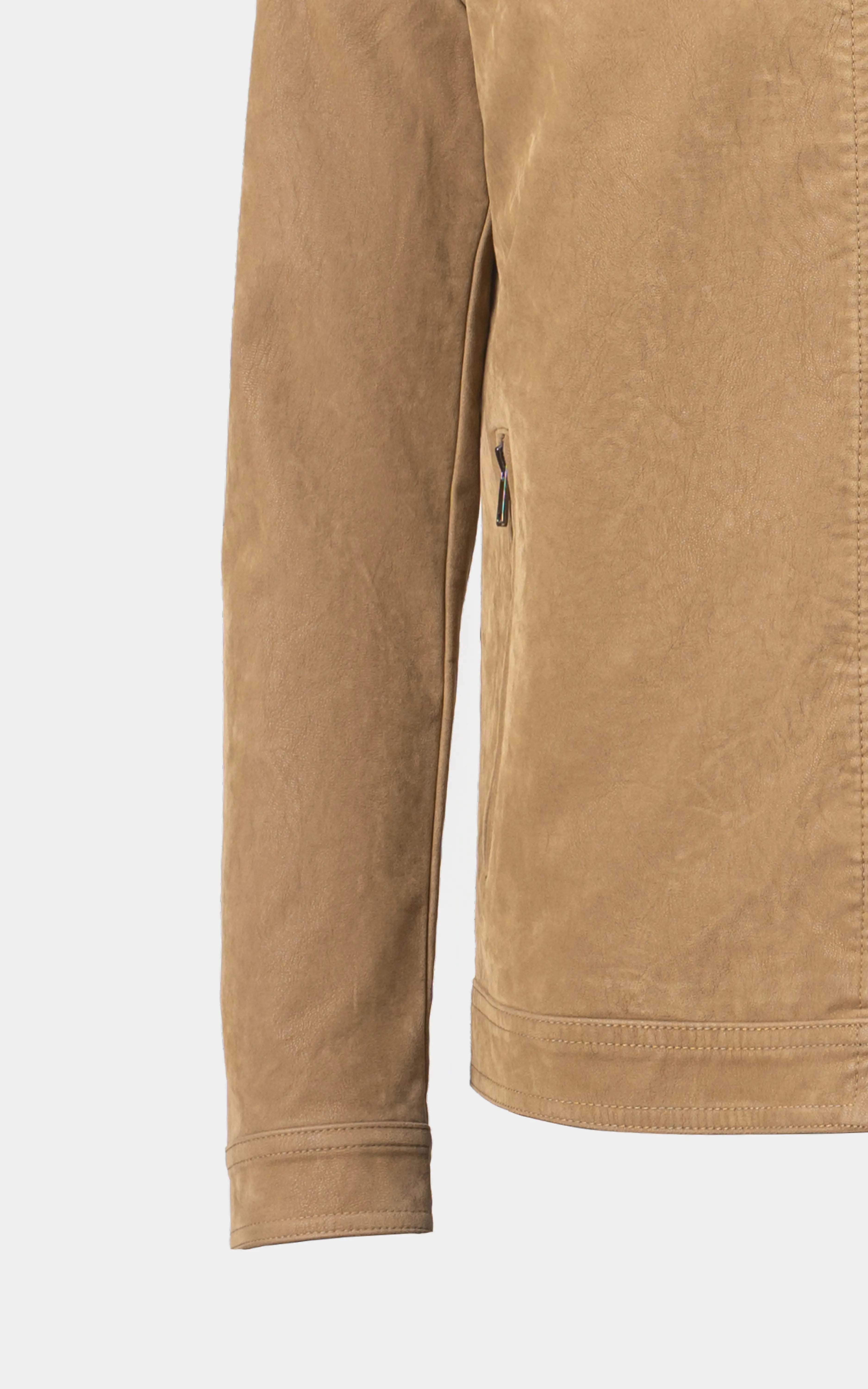 PU leather Zipper Jacket Dark Khaki