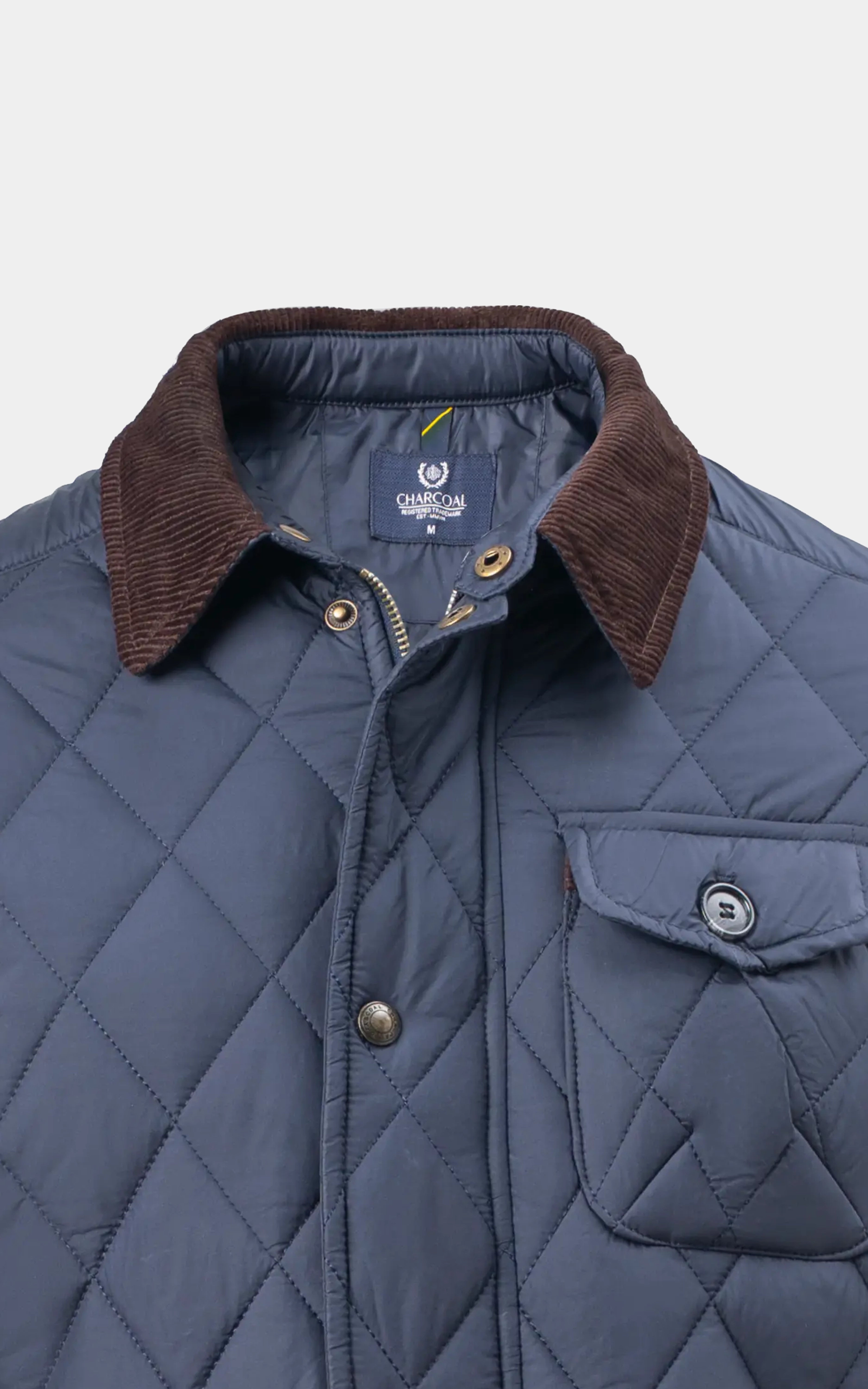 REGULAR FIT FULLSLEEVE QUILTED JACKET NAVY