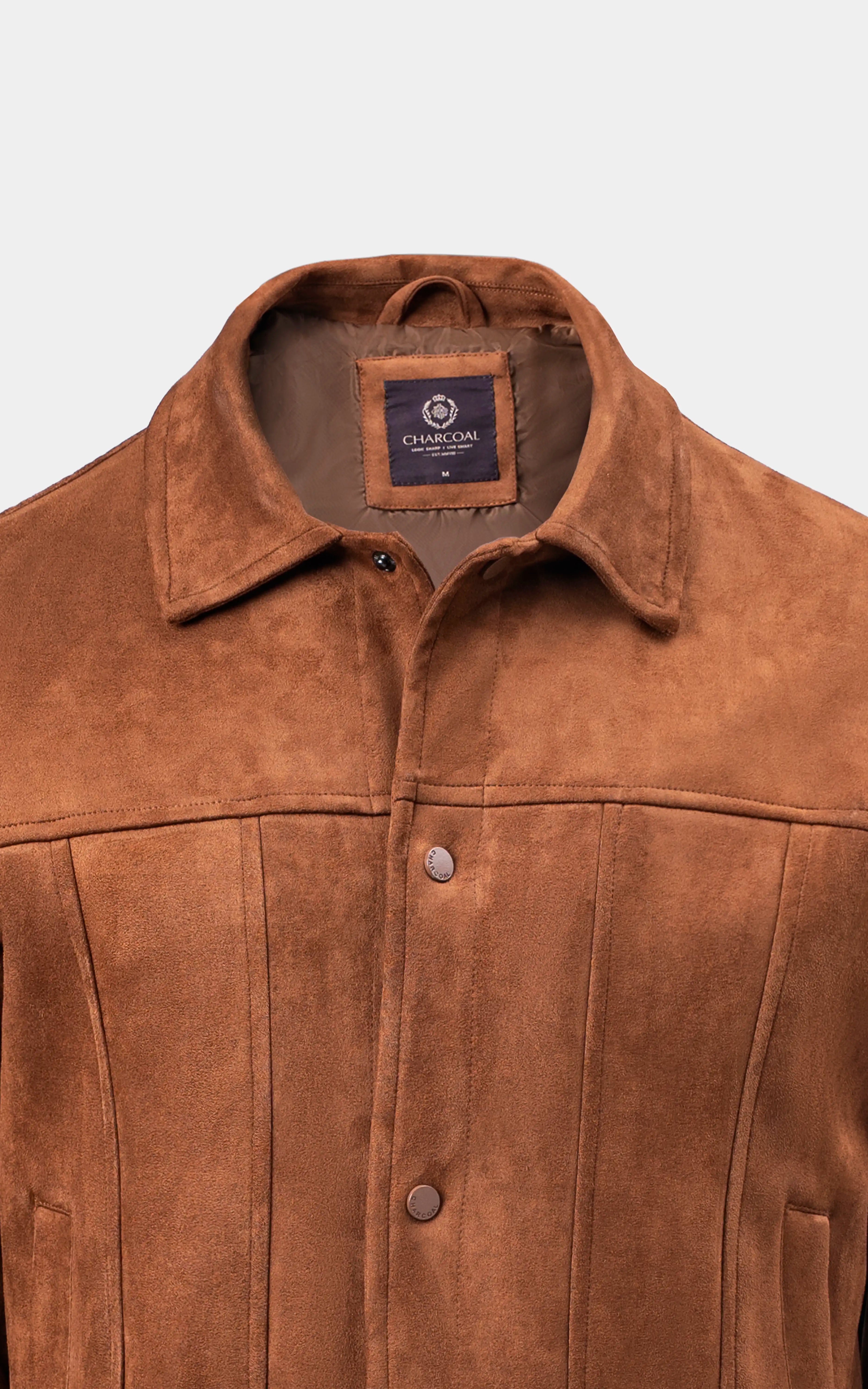 SMART FIT FULLSLEEVE SUEDE JACKET RUST