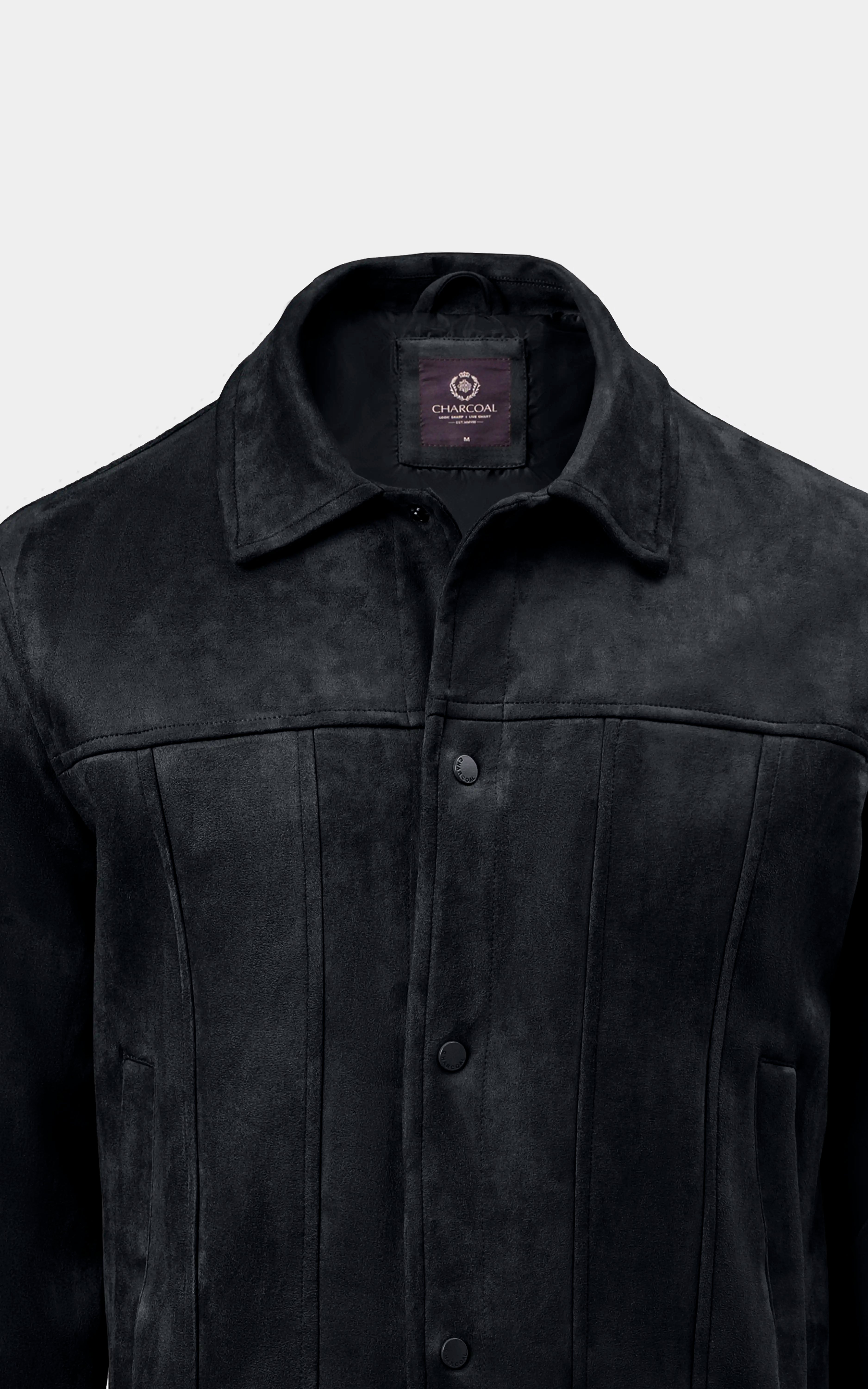 SMART FIT FULLSLEEVE SUEDE JACKET BLACK