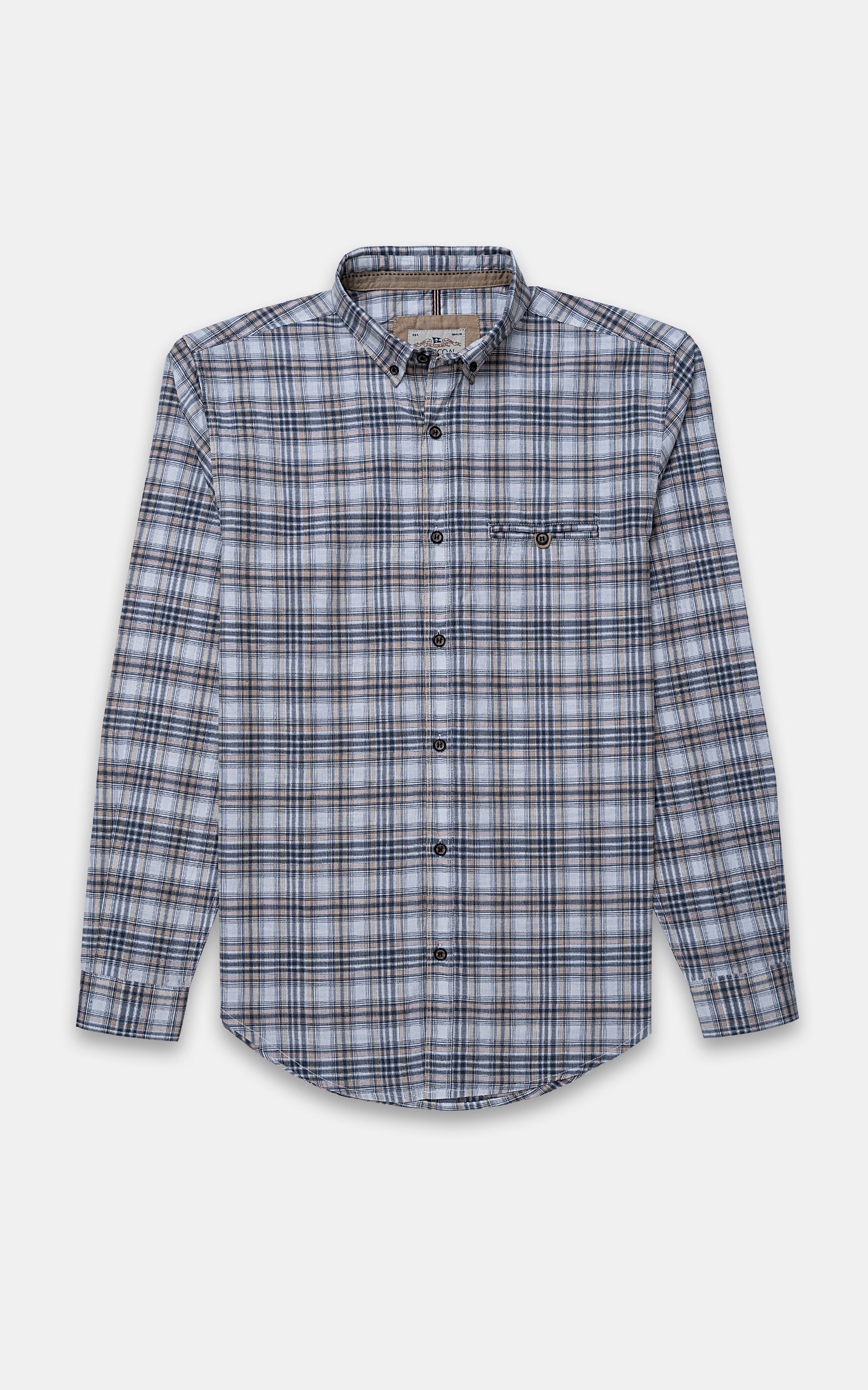 CASUAL SHIRT BEIGE GREY CHECK