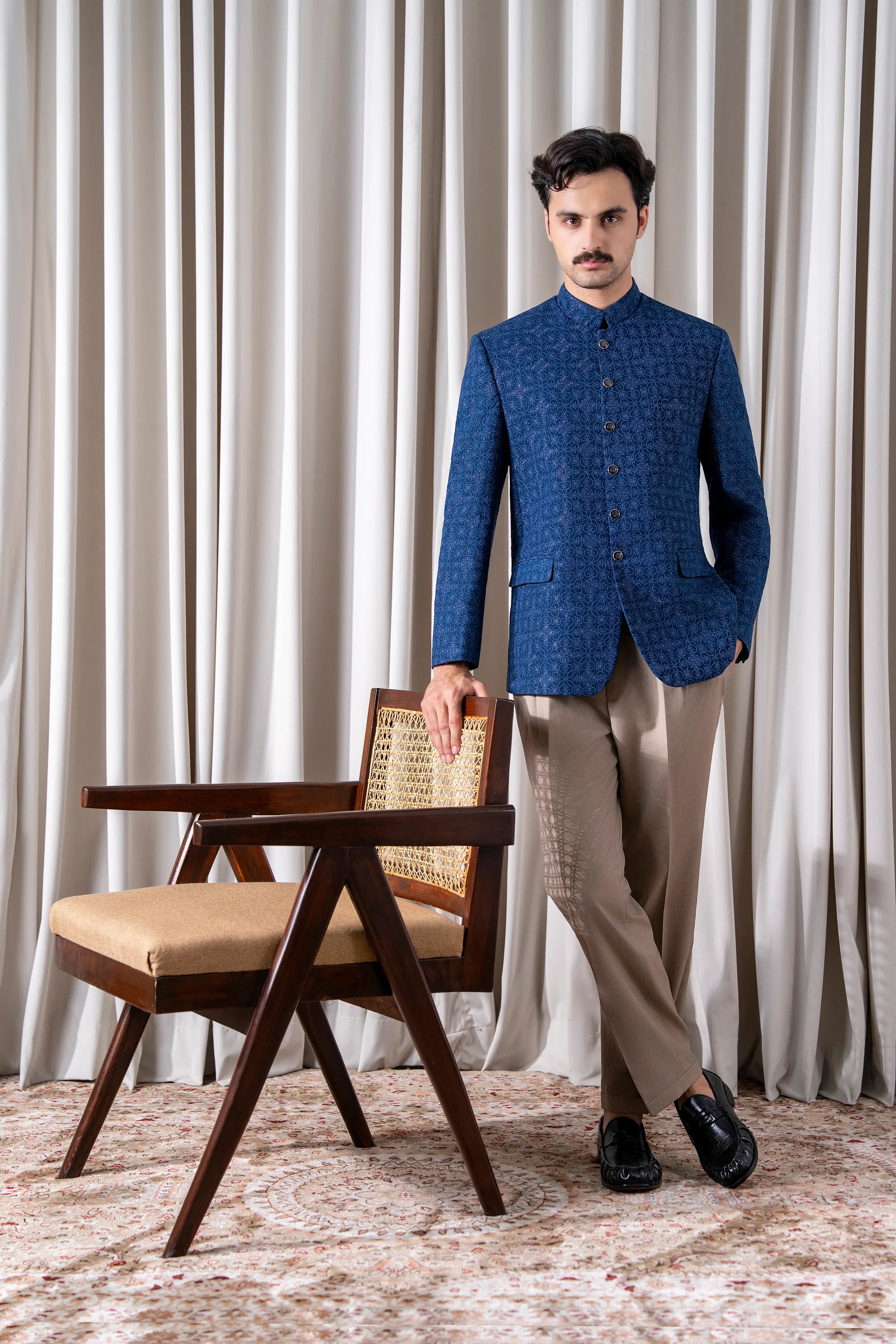 EMBROIDERED KARANDI PRINCE COAT | FESTIVE COLLECTION BLUE