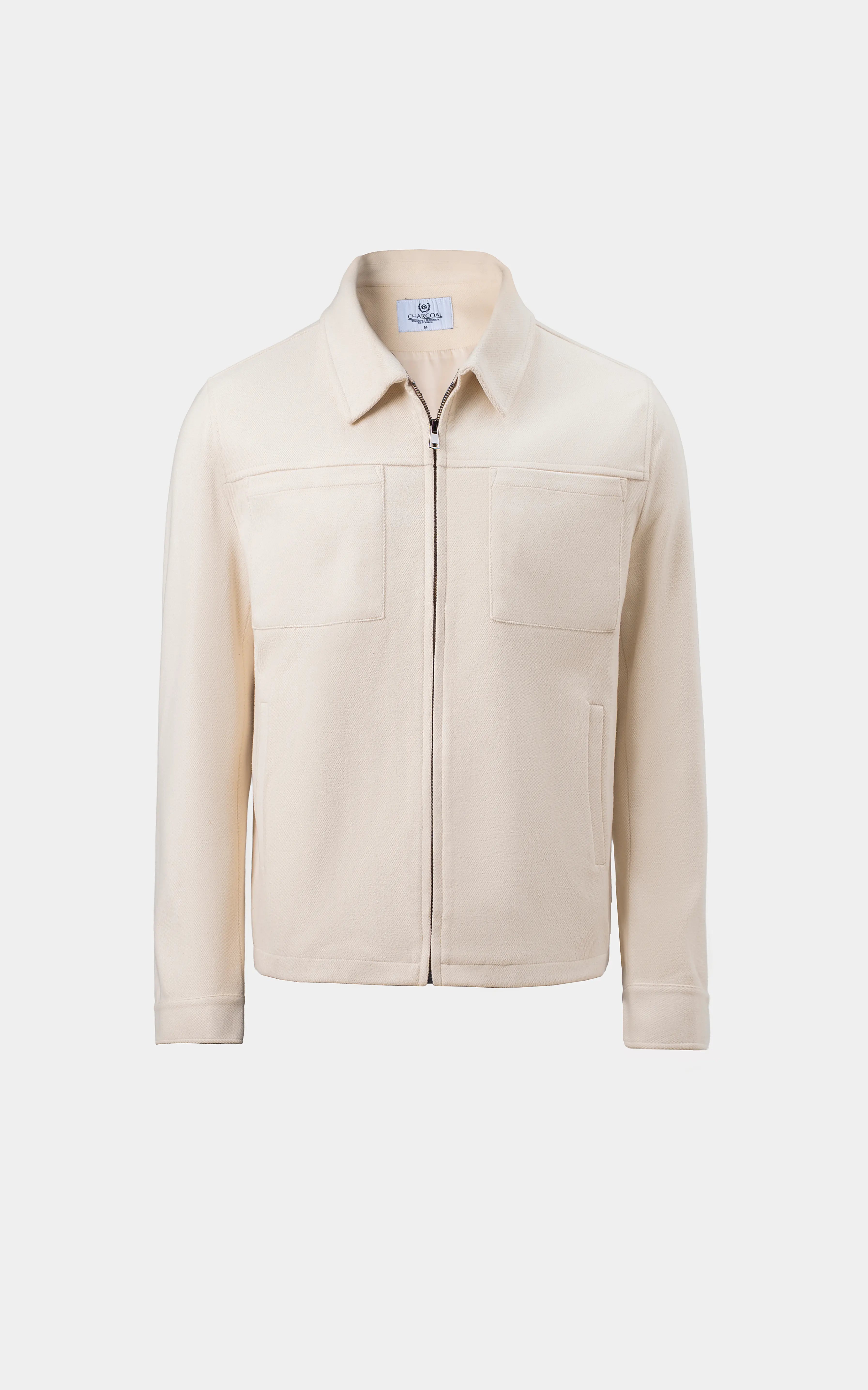 REGULAR FIT FULLSLEEVE COLLAR JACKET OFF WHITE