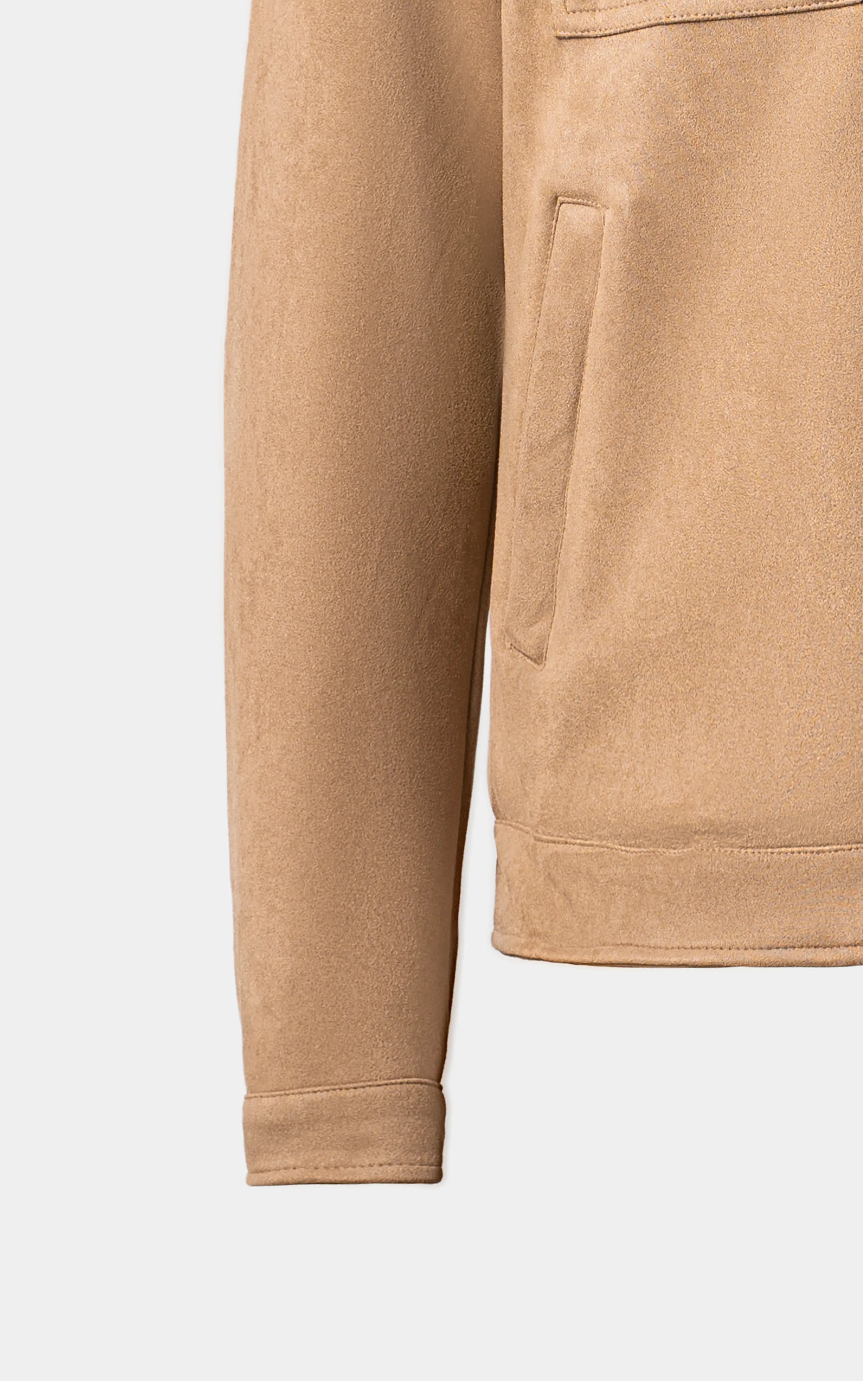 SMART FIT FULLSLEEVE FUR COLLAR SUEDE JACKET KHAKI