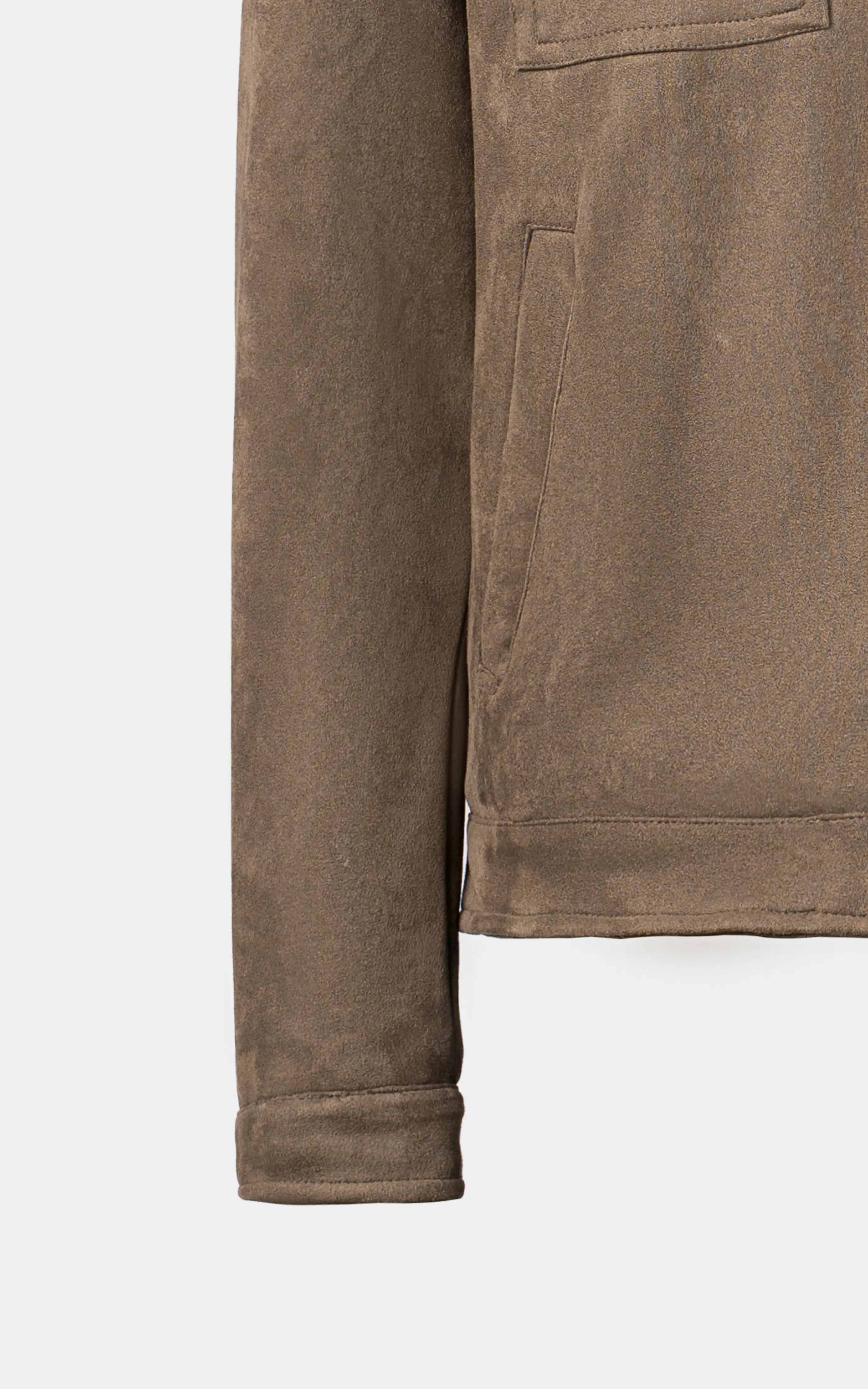 SMART FIT FULLSLEEVE FUR COLLAR SUEDE JACKET OLIVE