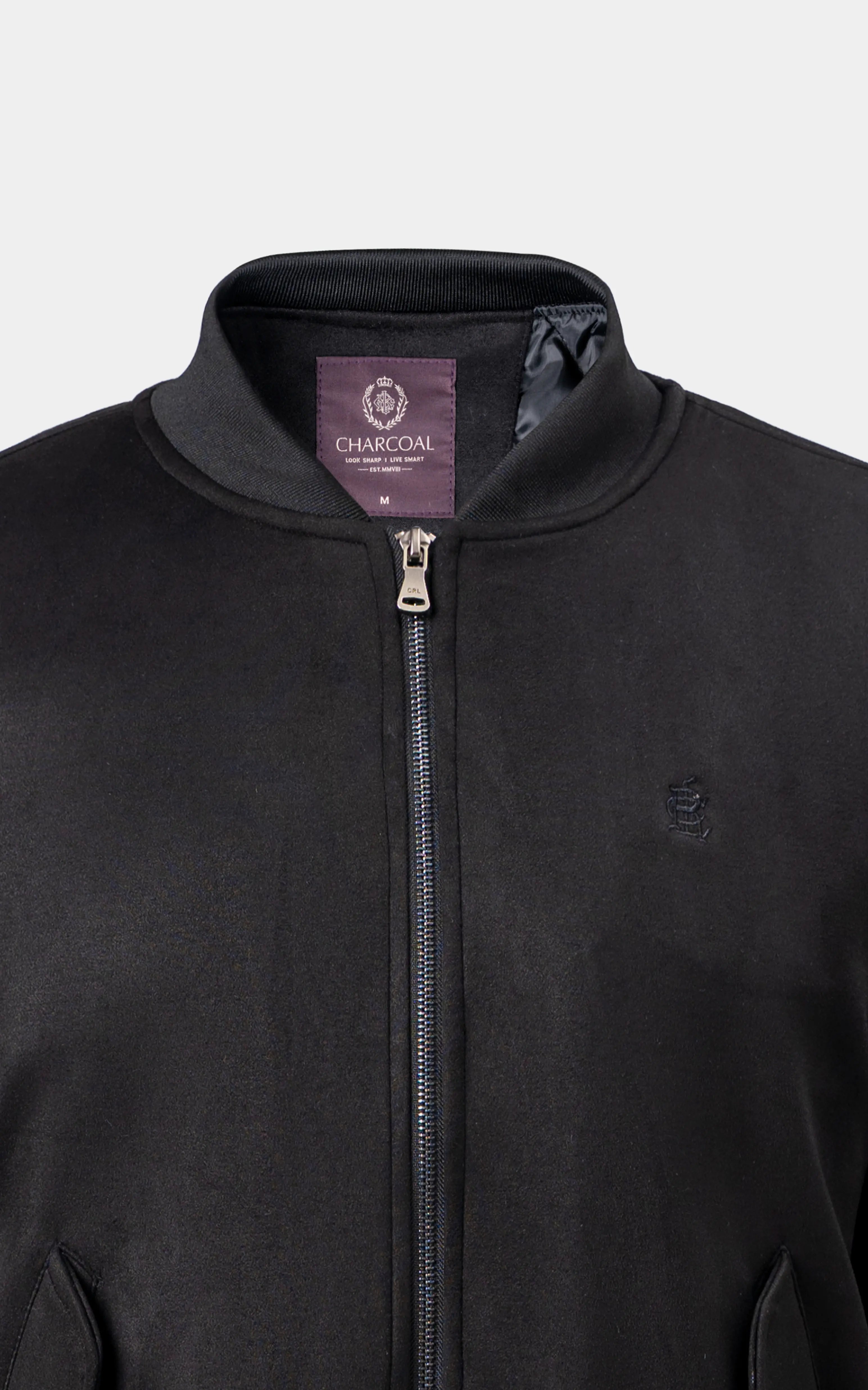 SMART FIT FULLSLEEVE SUEDE BOMBER JACKET BLACK