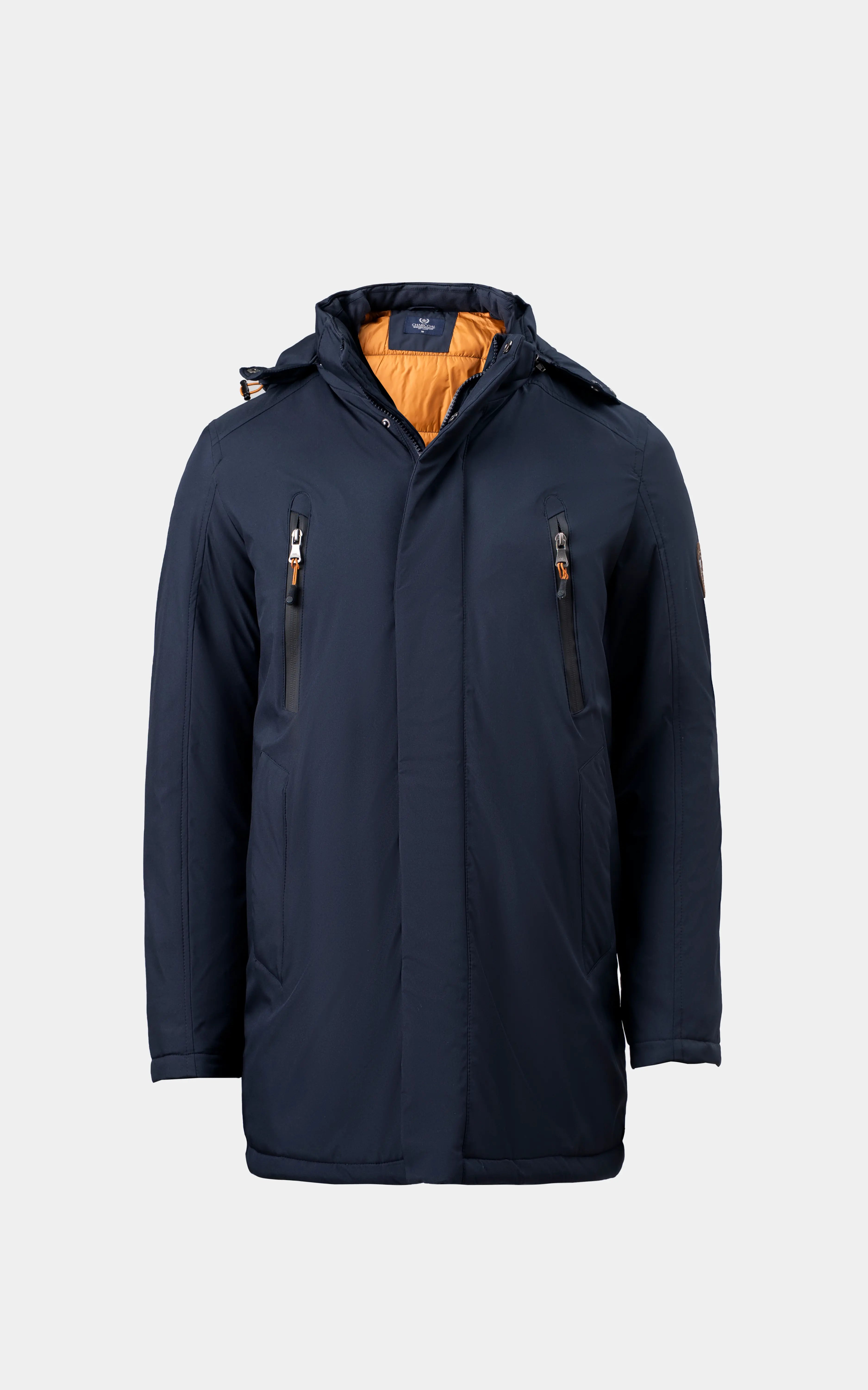 REGULAR FIT FULLSLEEVE PUFFER LONG JACKET NAVY