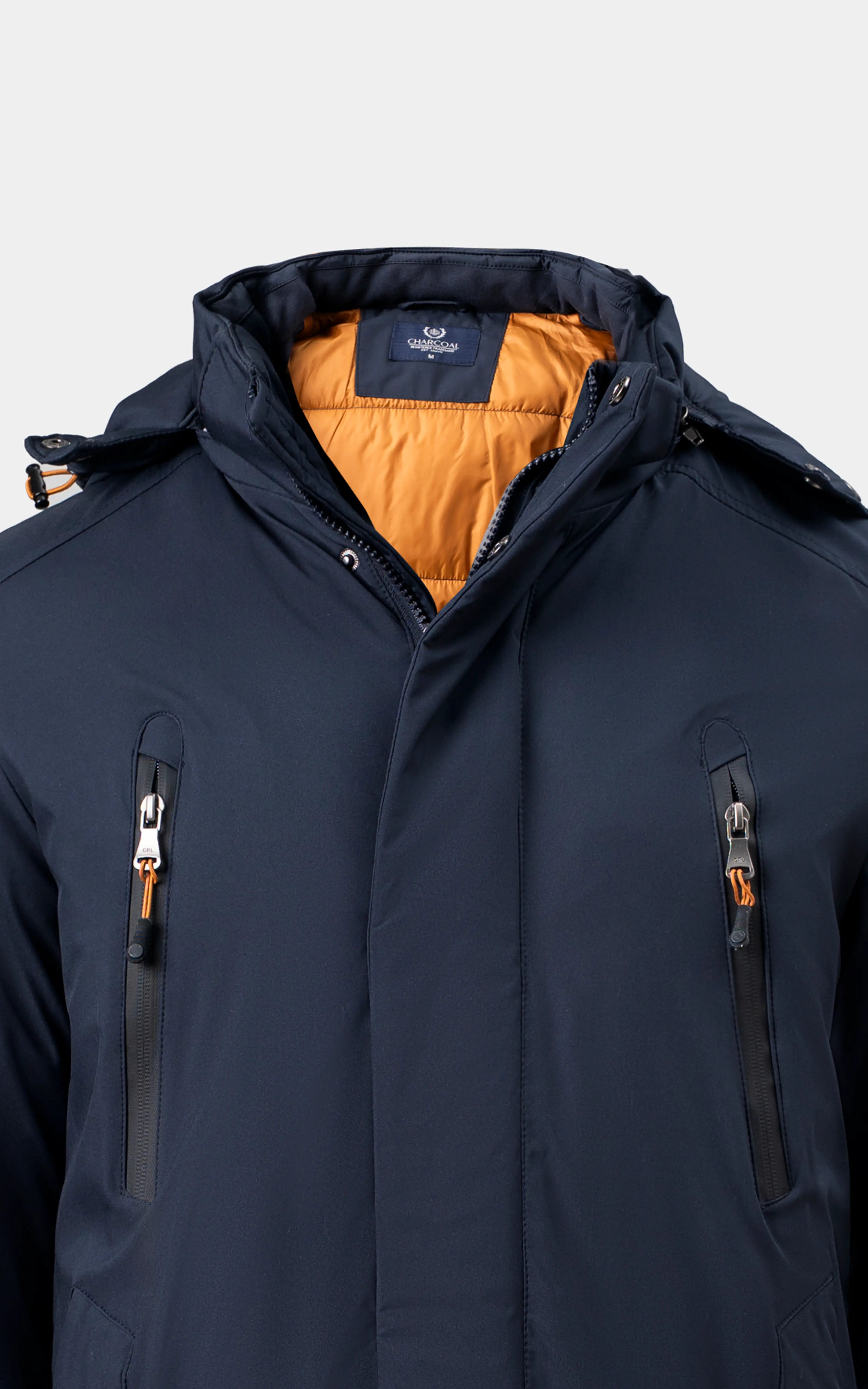 REGULAR FIT FULLSLEEVE PUFFER LONG JACKET NAVY